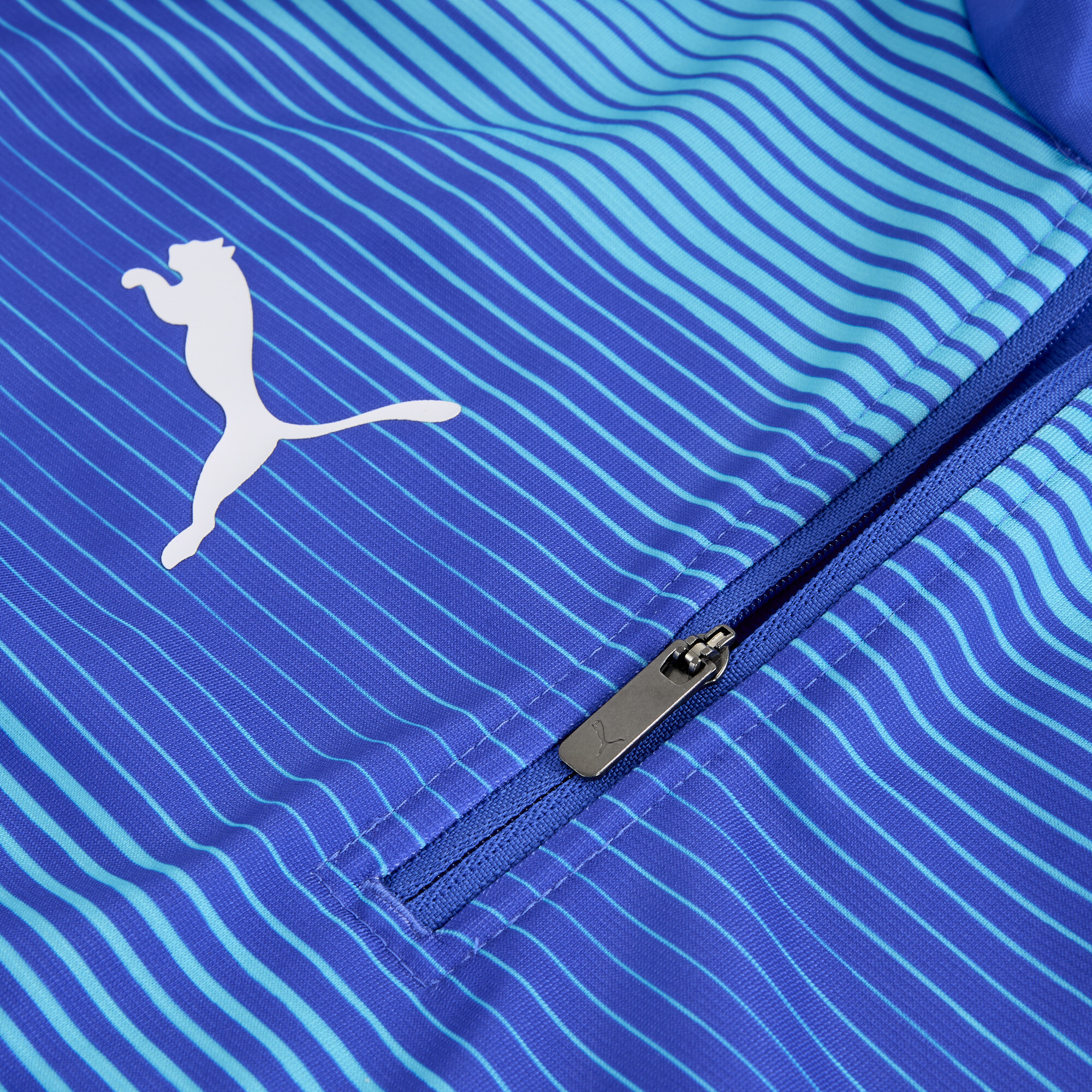 PUMA Olympique de Marseille Warm Up shirt met kwartrits voor Heren, Blauw, Maat XS thumbnail 2