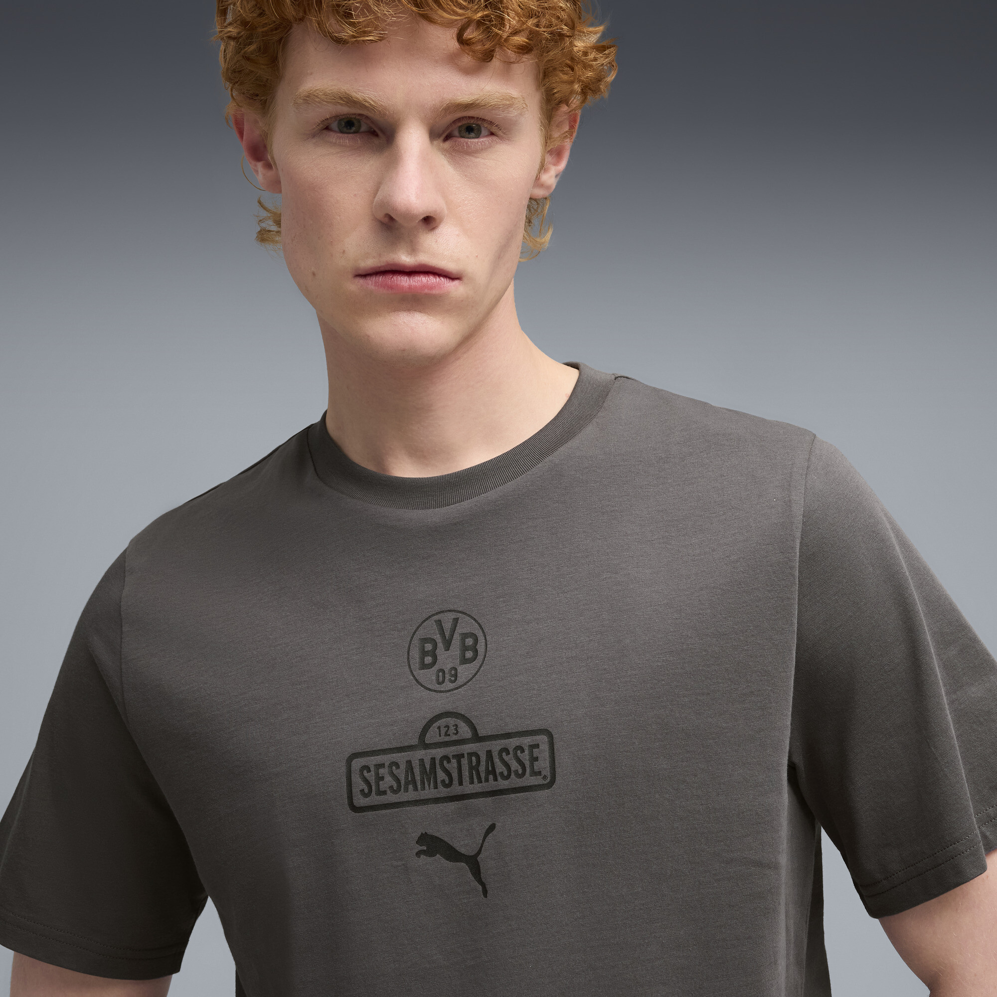 PUMA Borussia Dortmund x Sesamstraat T-shirt voor Heren, Grijs/Geel, Maat XXL thumbnail 7