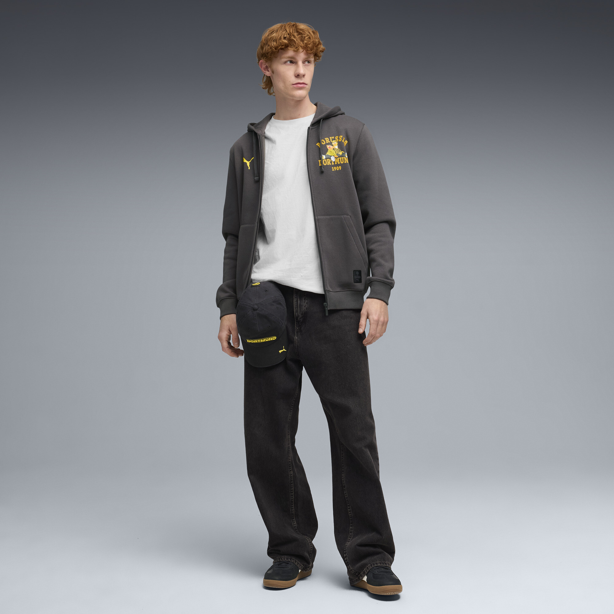 PUMA Borussia Dortmund x Sesamstraat jack voor Heren, Grijs/Geel, Maat XL thumbnail 4