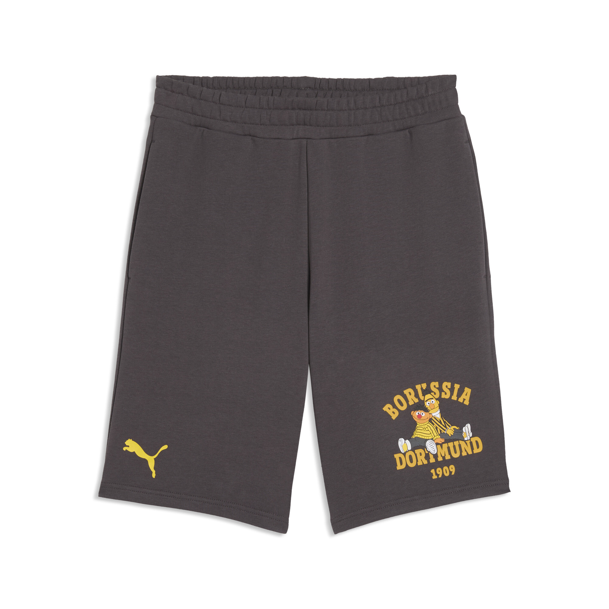PUMA Borussia Dortmund x Sesamstraat short voor Heren, Grijs/Geel, Maat XS