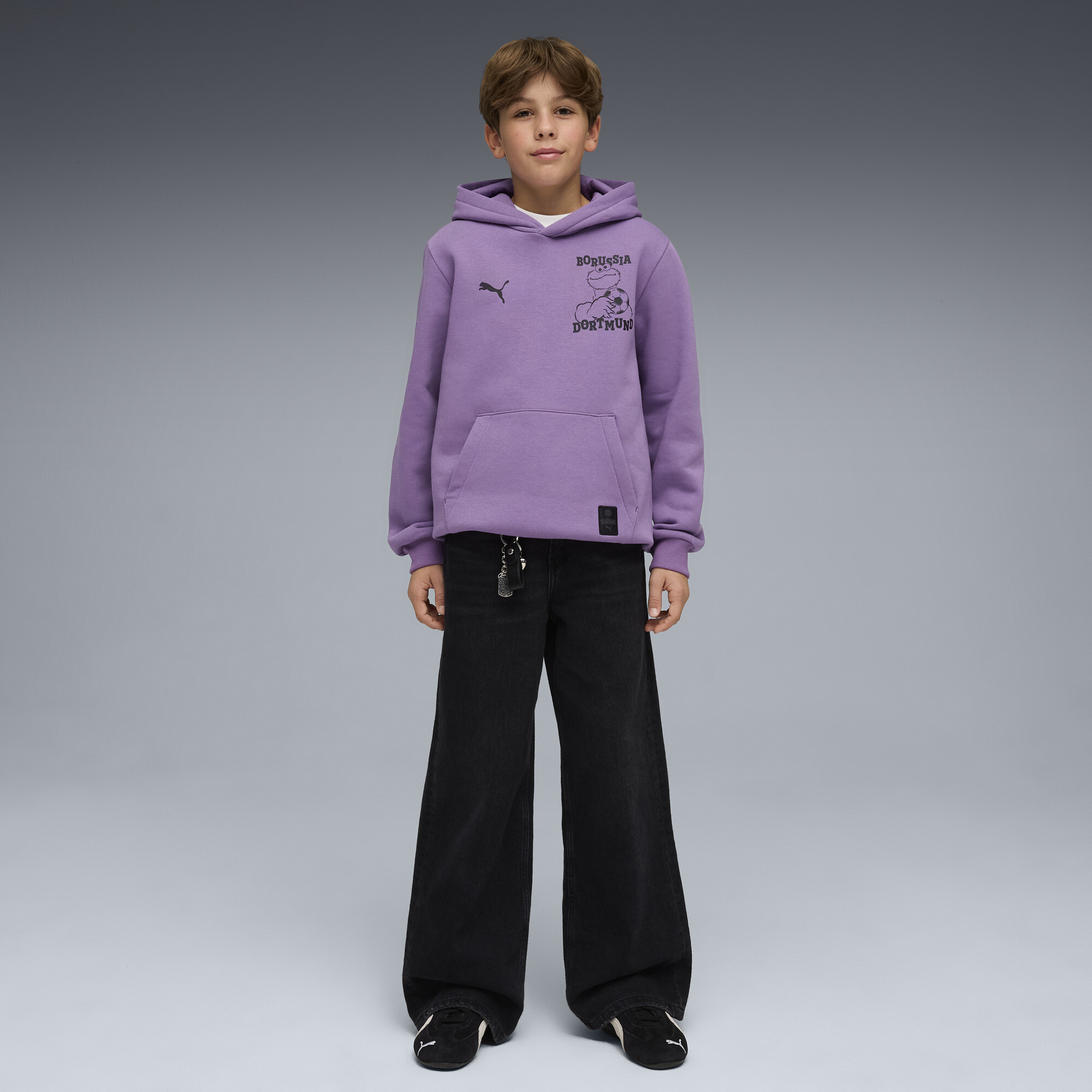 PUMA Borussia Dortmund x Sesamstraat hoodie voor Heren, Zwart, Maat 11-12Y thumbnail 2