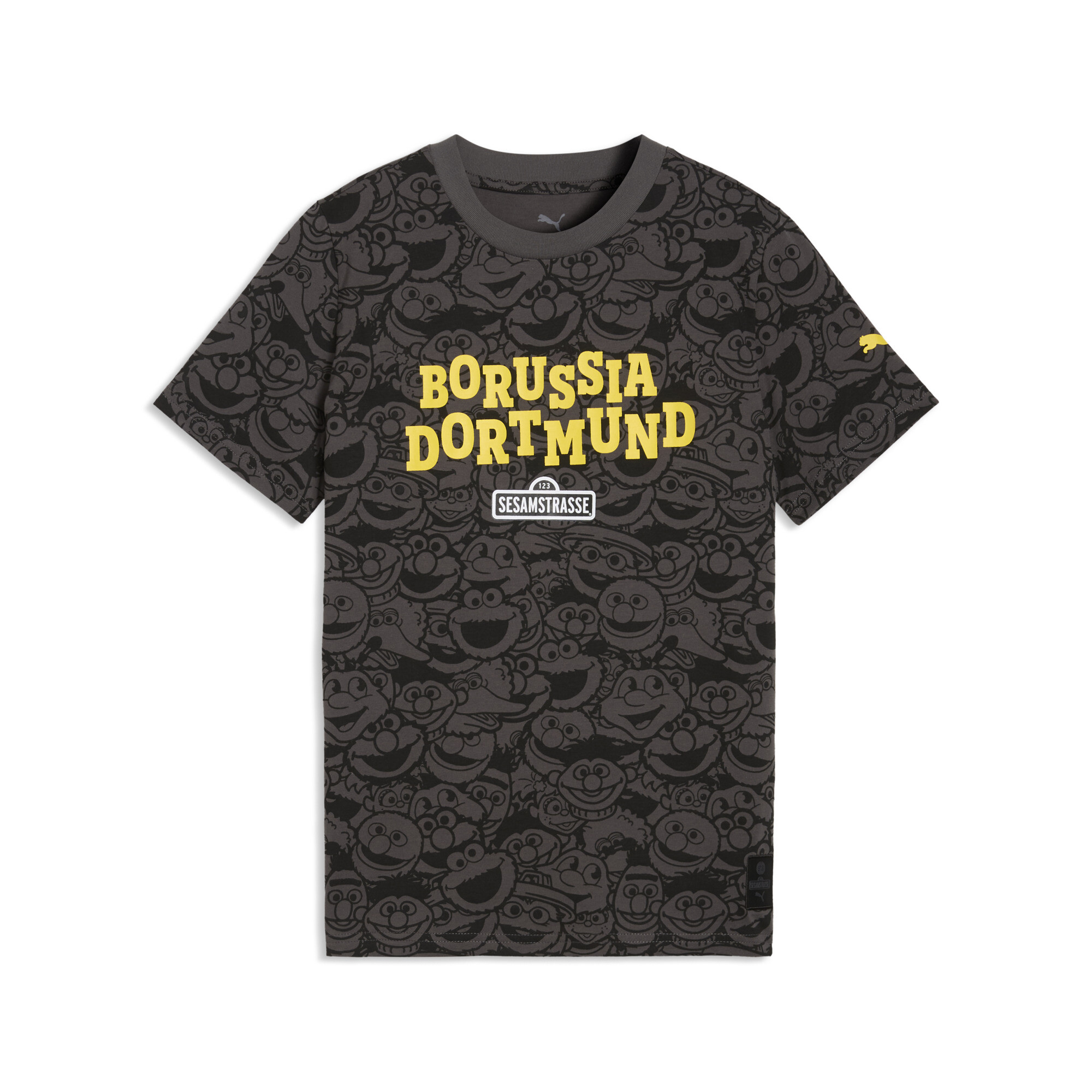 PUMA Borussia Dortmund x Sesamstraat T-shirt, Zwart/Geel, Maat 9-10Y