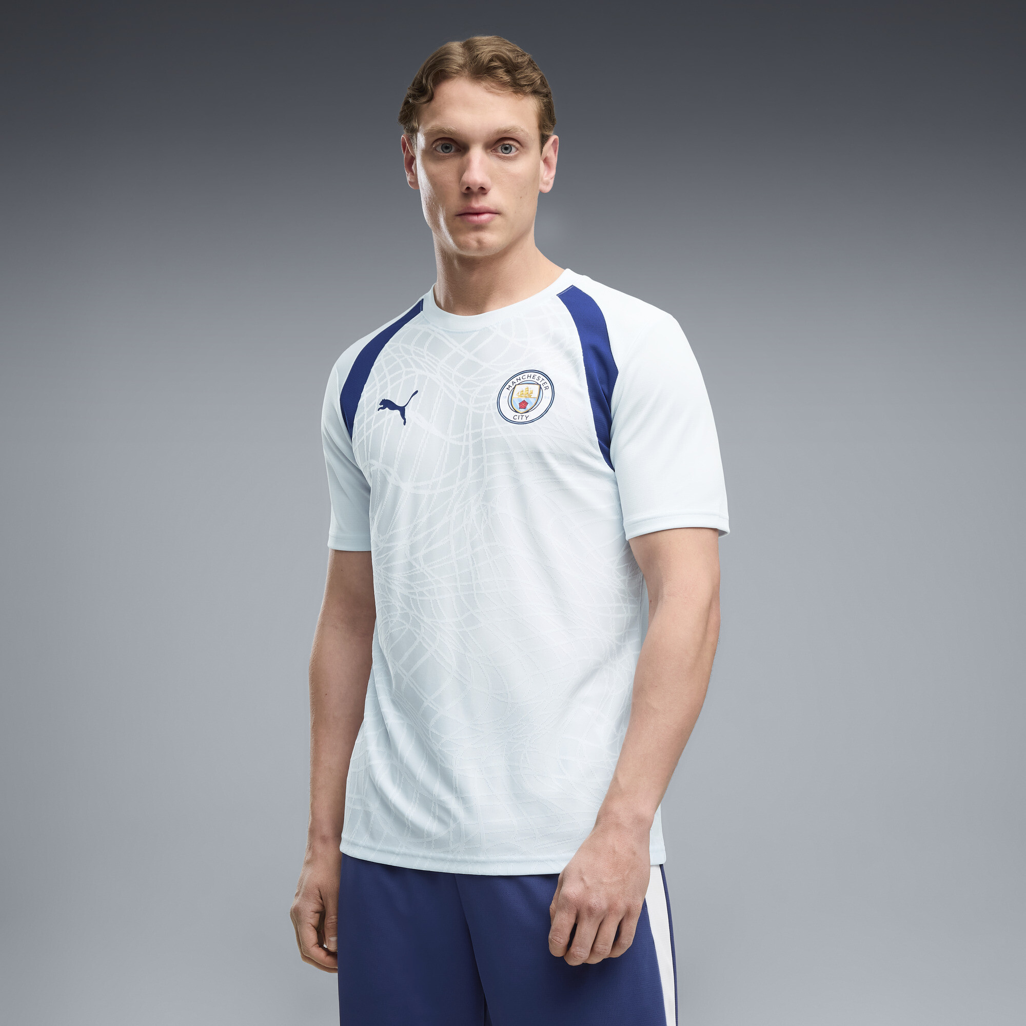 PUMA Manchester City Men's Slim Soccer Training Jersey in Blue, Size 3XL