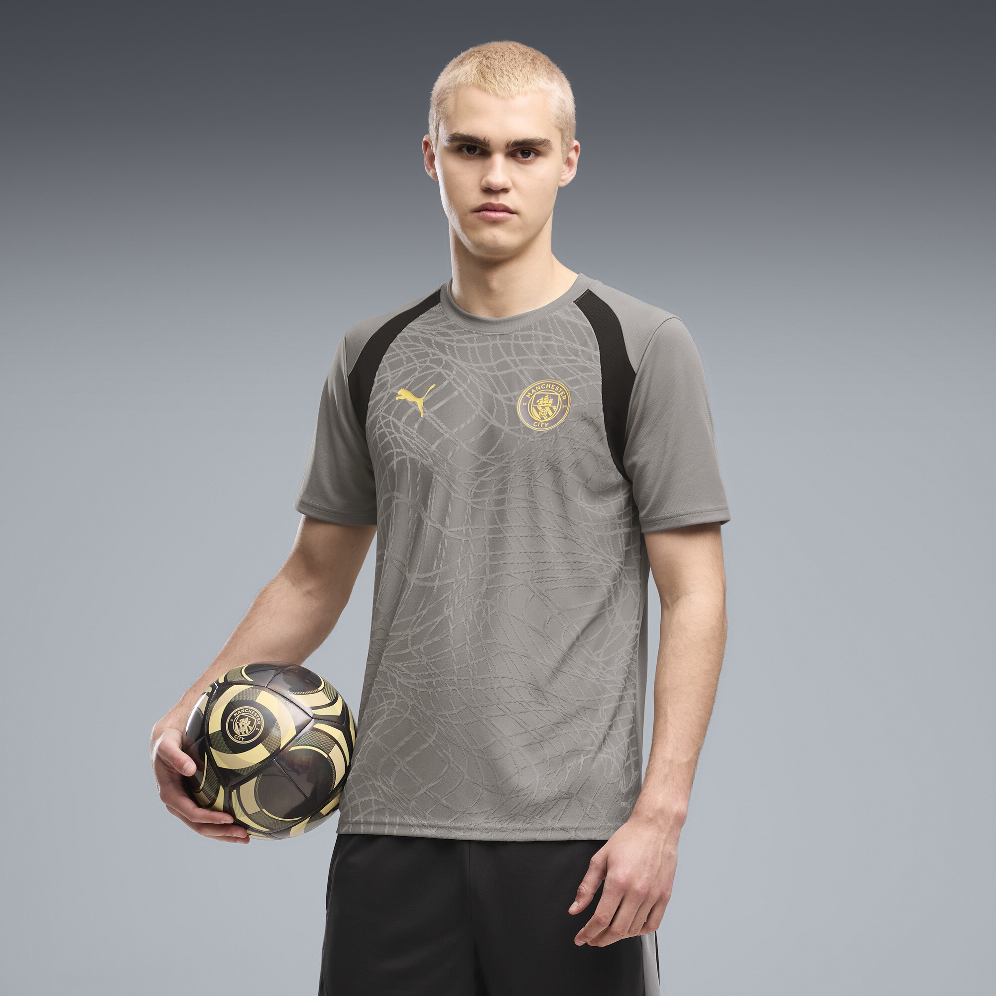 PUMA Manchester City Men's Slim Soccer Training Jersey in Grey, Size XL