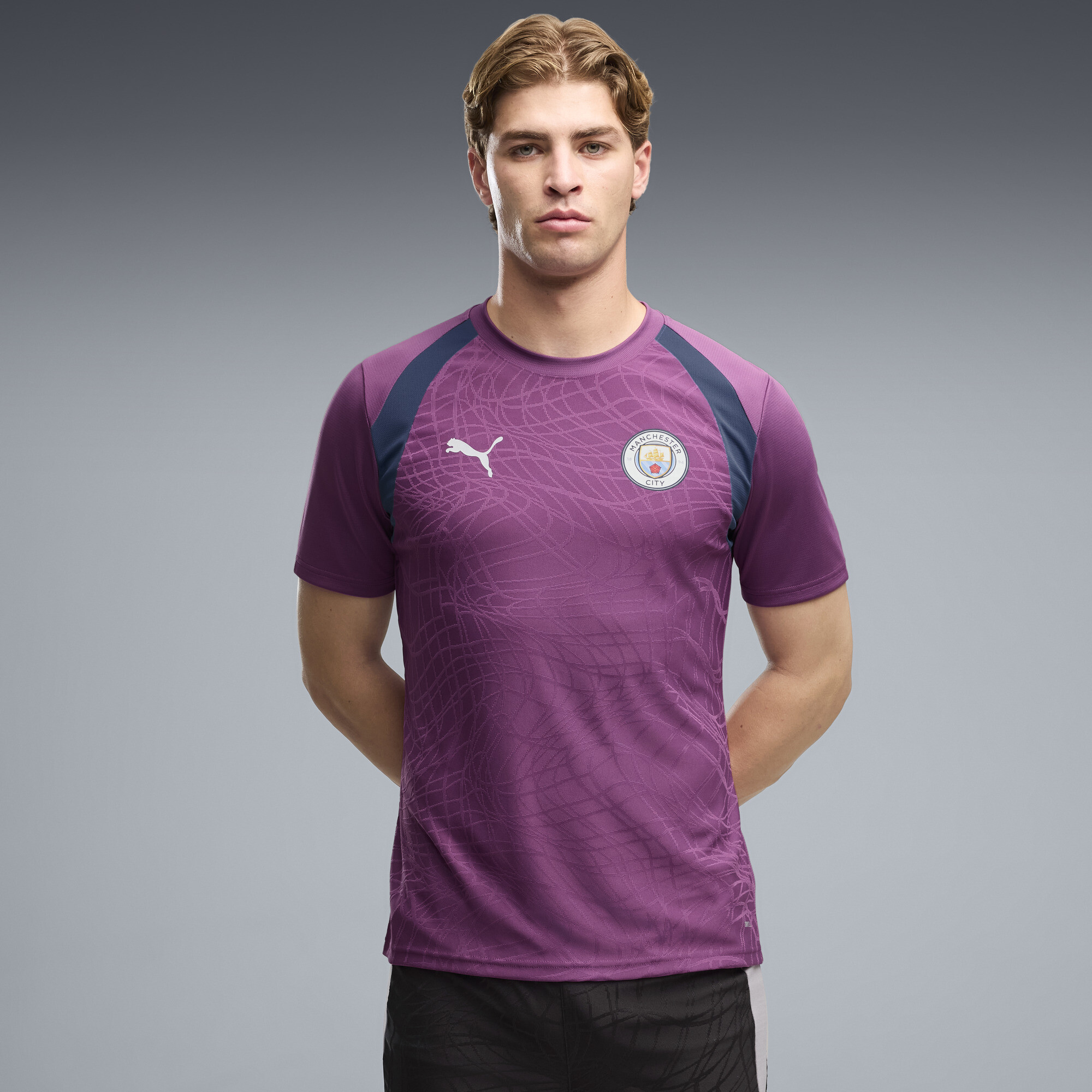 PUMA Manchester City Men's Slim Soccer Training Jersey in Purple, Size XL