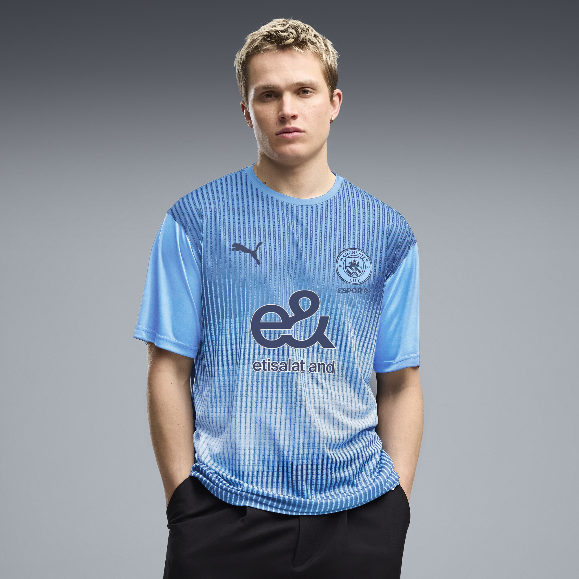 PUMA Męska koszulka Manchester City Relaxed E-Sports, Odzież, Niebieski, XXL