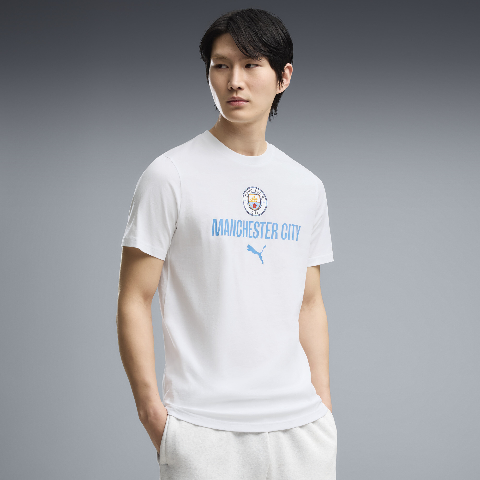 PUMA Manchester City ftblCulture Men's Soccer T-Shirt in White, Size M