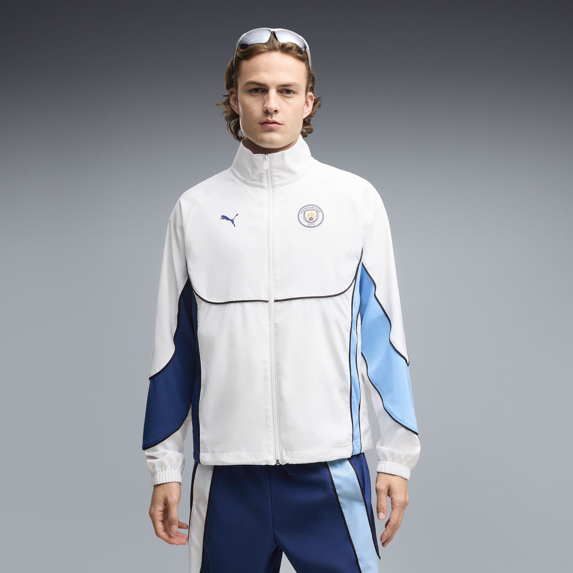 Manchester City PUMATECH-X Trainingsjacke mit Reißverschluss Herren, Kleidung, Weiß, XXL