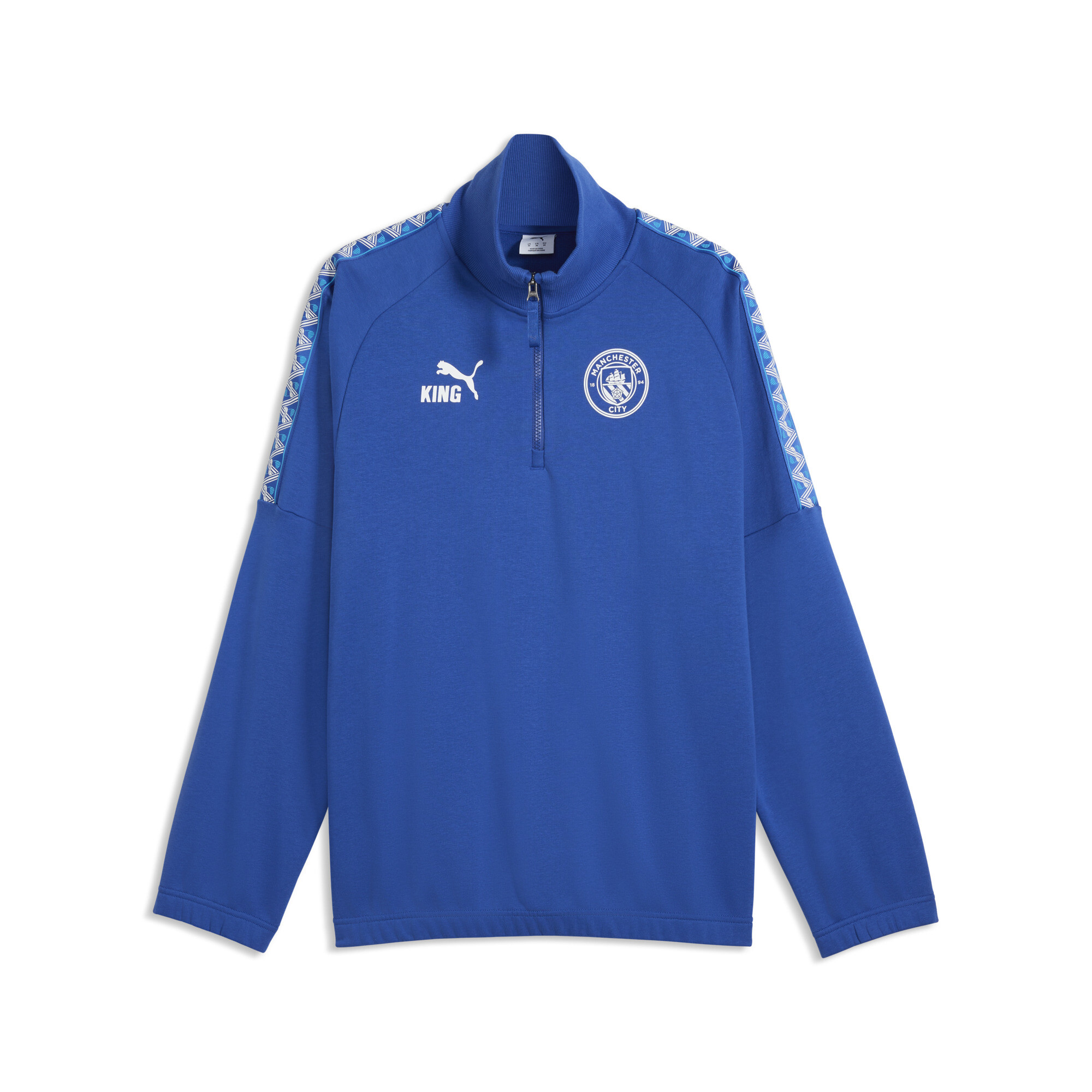 PUMA Męska bluza Manchester City KING z zamkiem 1/4, Akcesoria, Niebieski, XXL
