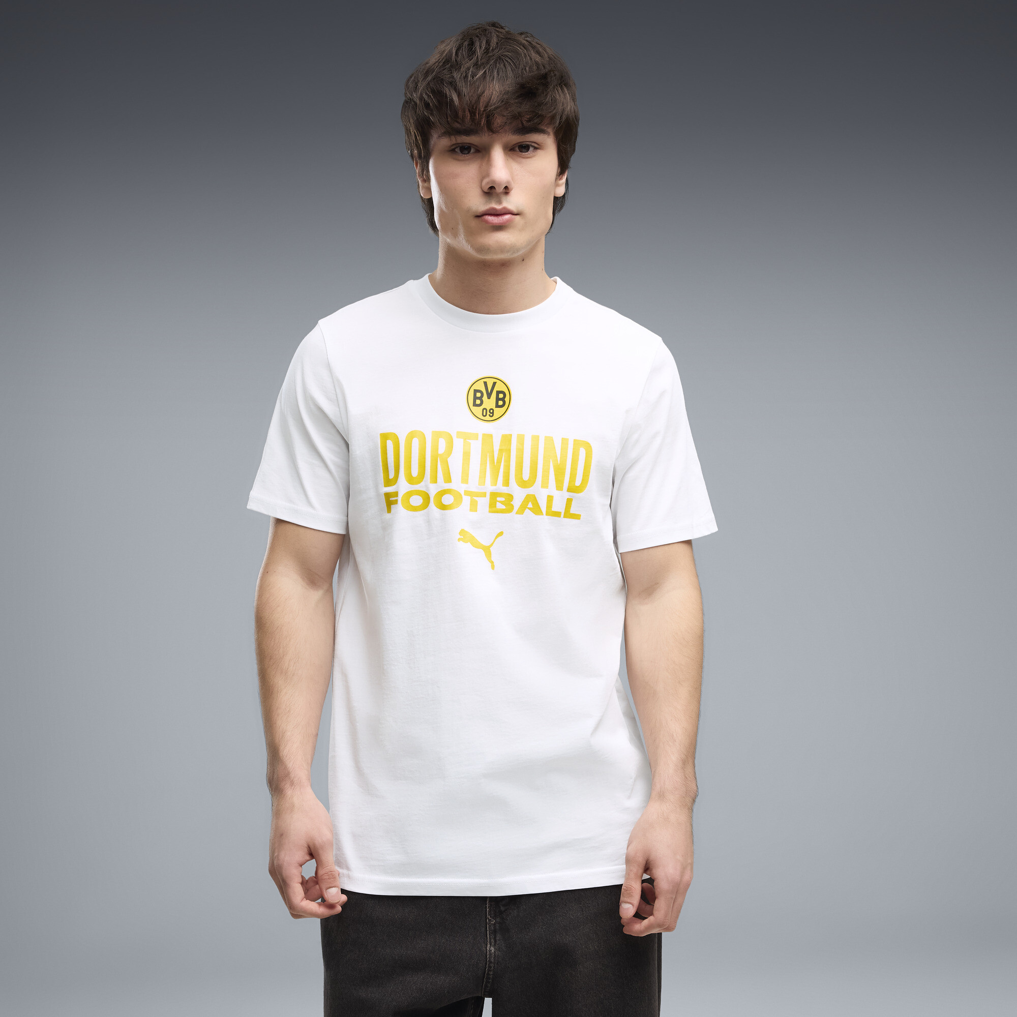 PUMA Borussia Dortmund Men's Soccer T-Shirt in White, Size L