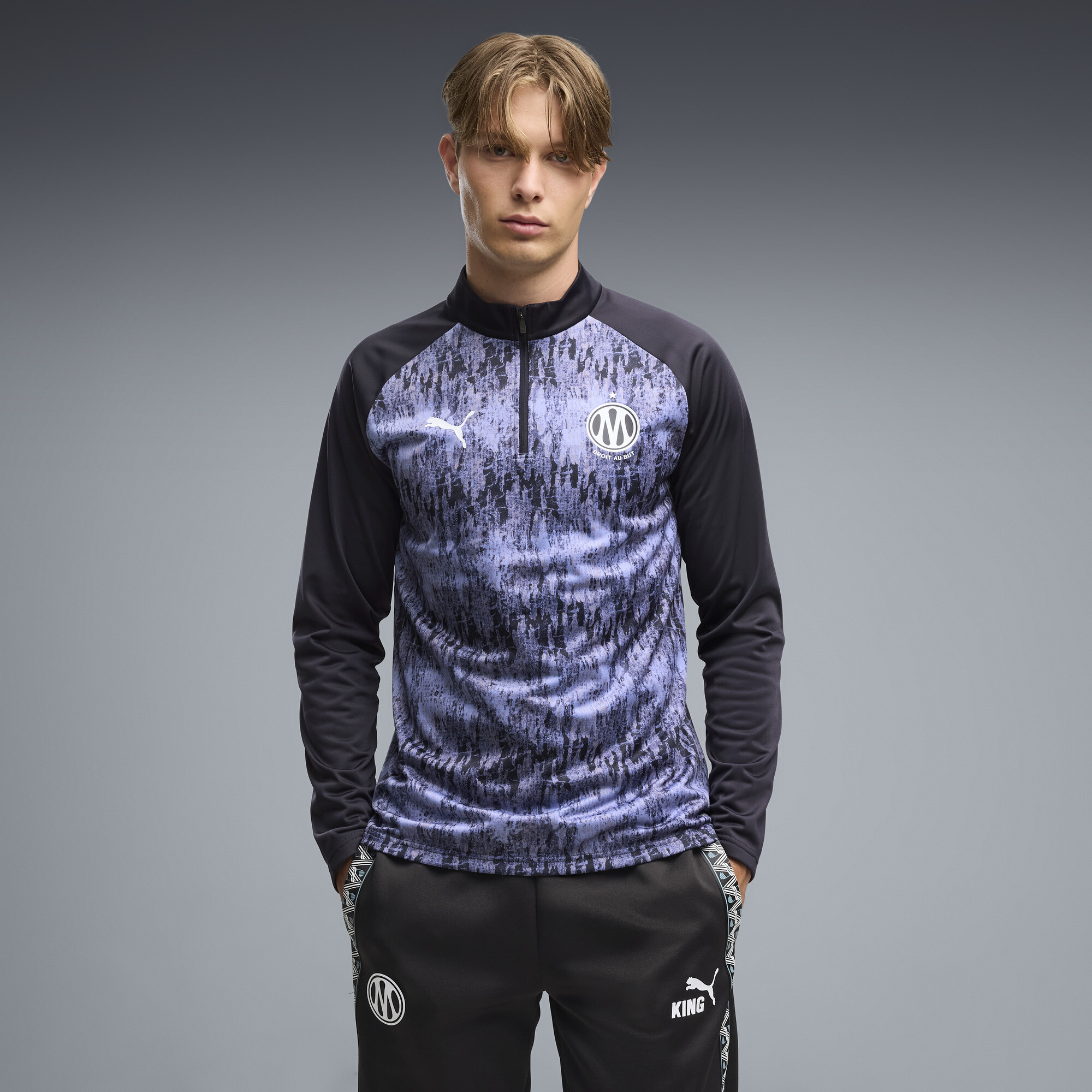 PUMA Olympique de Marseille Aufwärmoberteil mit Reißverschluss bis zum Hals Herren, Accessoires, Blau, XXL