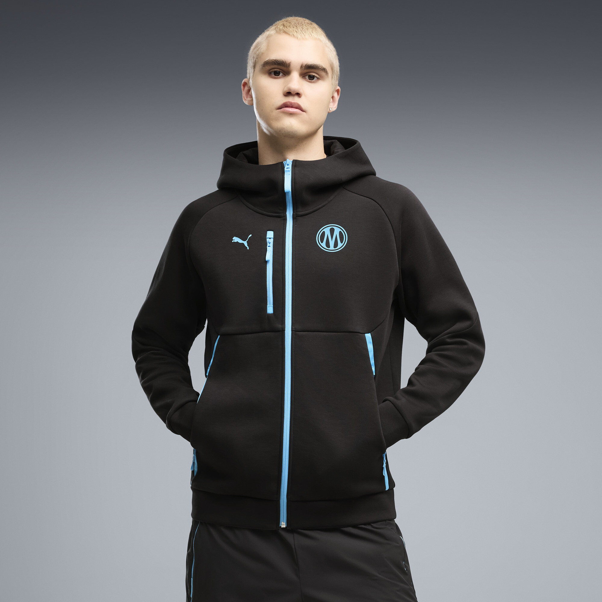 Veste à capuche zippée PUMATECH Olympique de Marseille Homme Vêtements