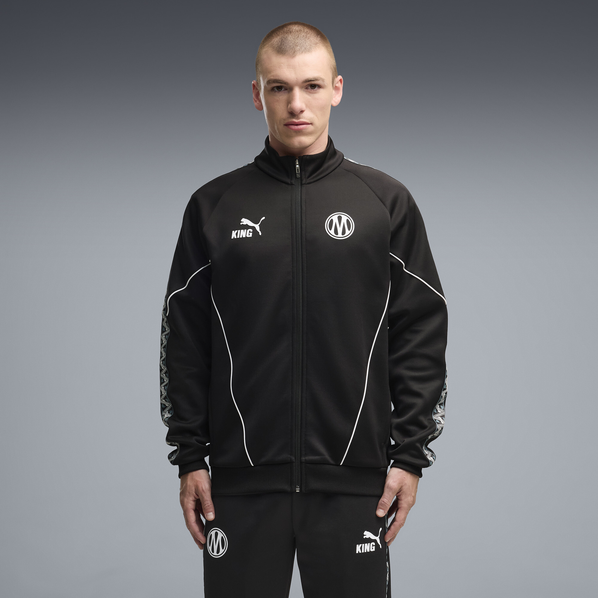 PUMA Olympique de Marseille KING Anthem Jacke mit Reißverschluss Herren, Kleidung, Schwarz, XS