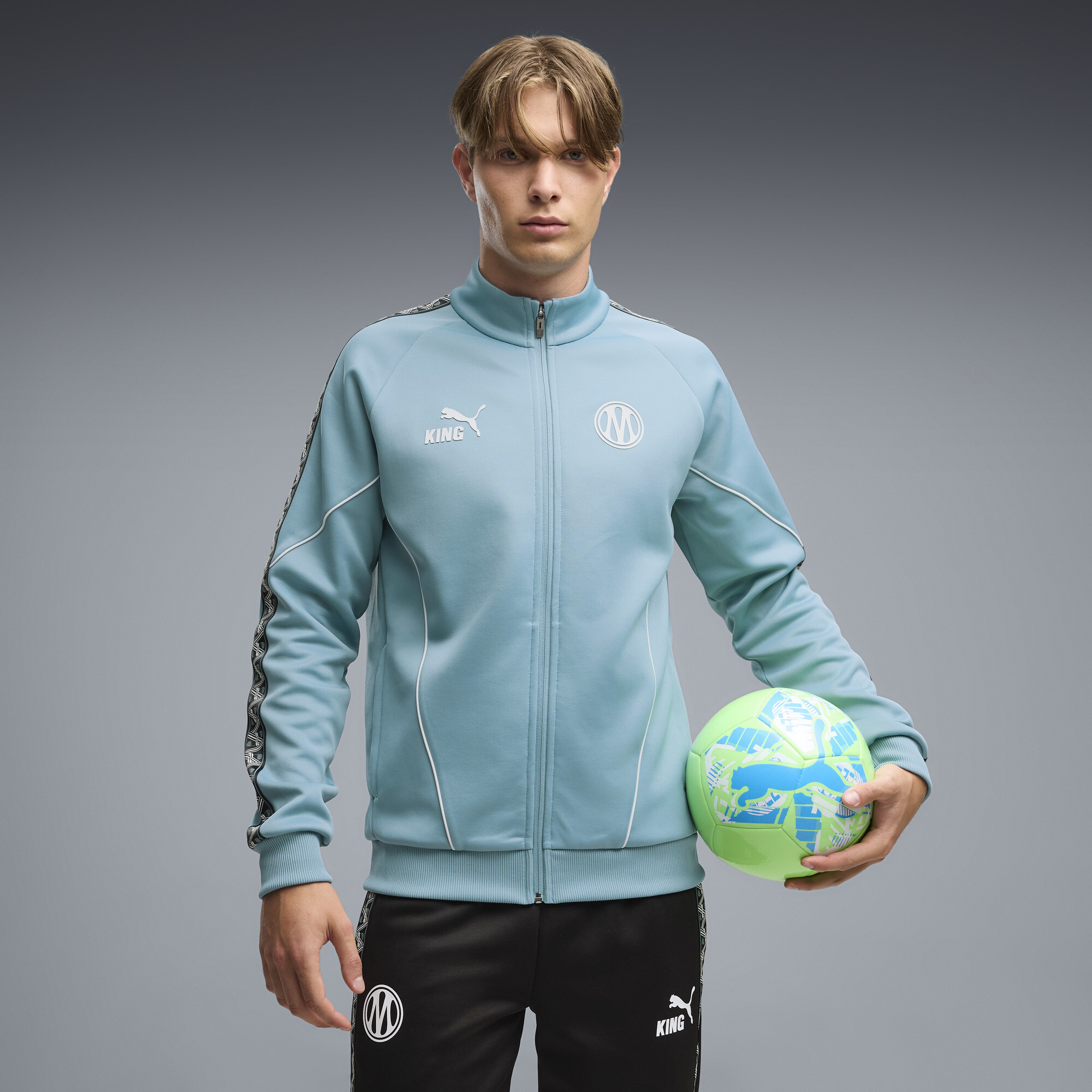 PUMA Olympique de Marseille KING Anthem Jacke mit Reißverschluss Herren, Kleidung, Blau, M