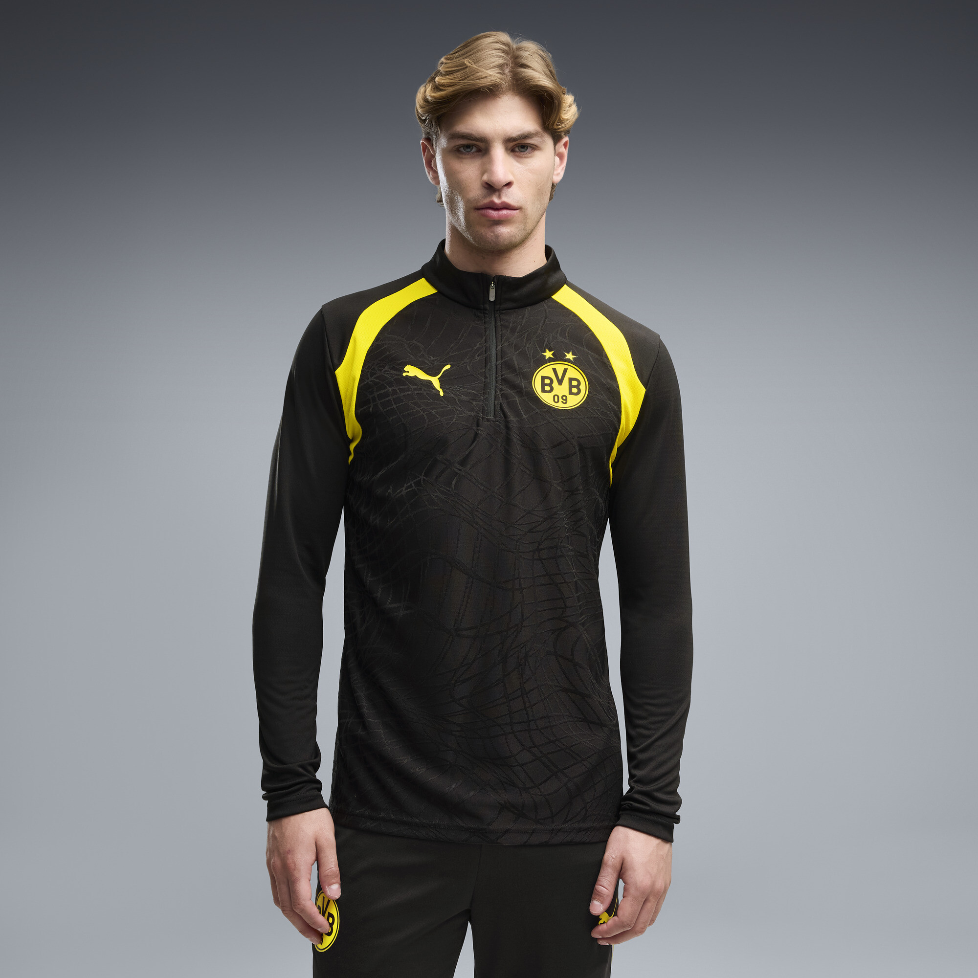 PUMA Adult Borussia Dortmund 2026 Training 1/4 Zip Pullover, Men's, Large, Black