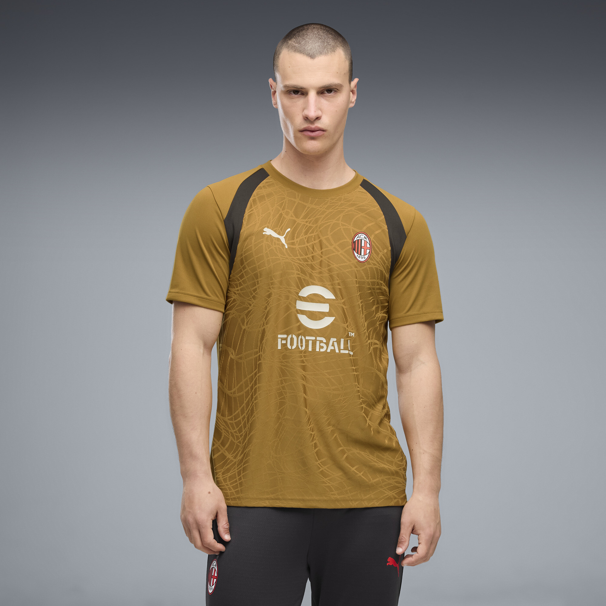 PUMA AC Milan Men's Slim Soccer Training Jersey in Brown, Size M