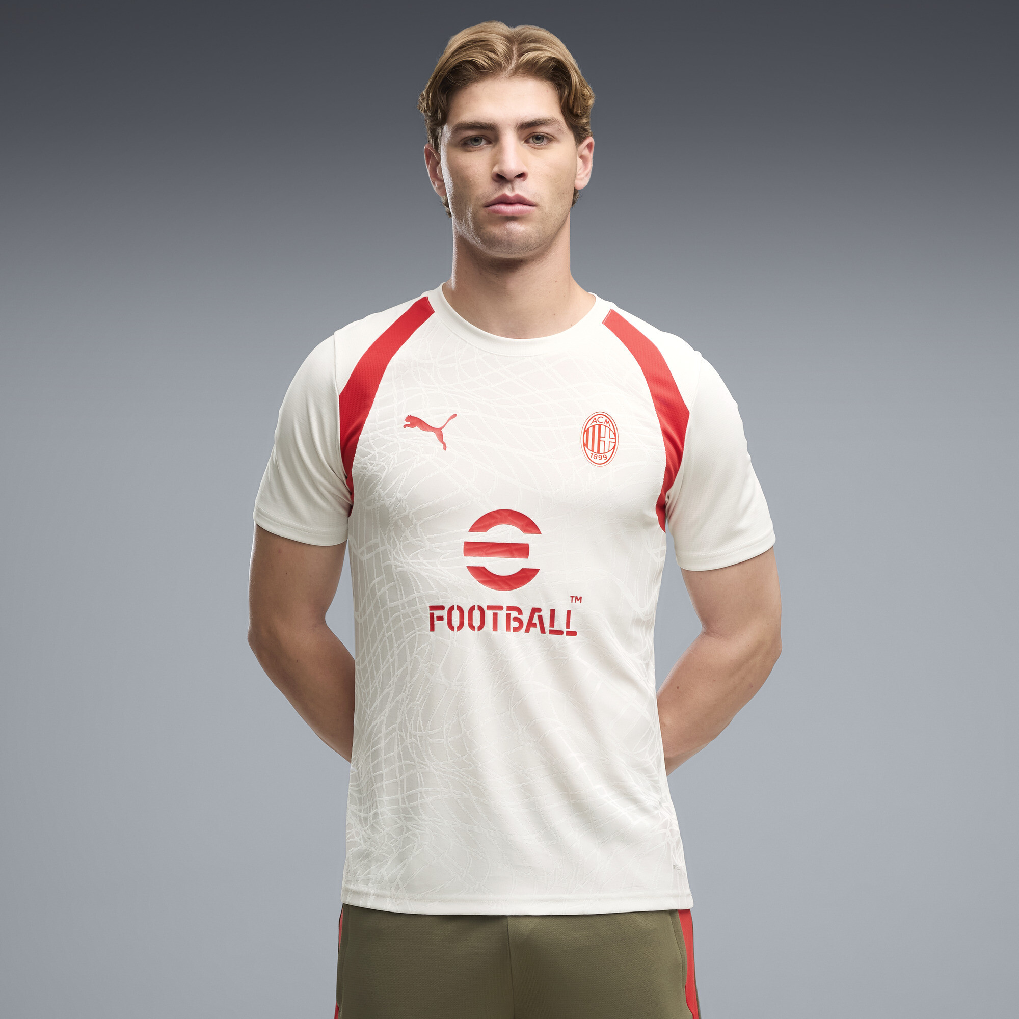 PUMA AC Milan Men's Slim Soccer Training Jersey in Grey, Size S