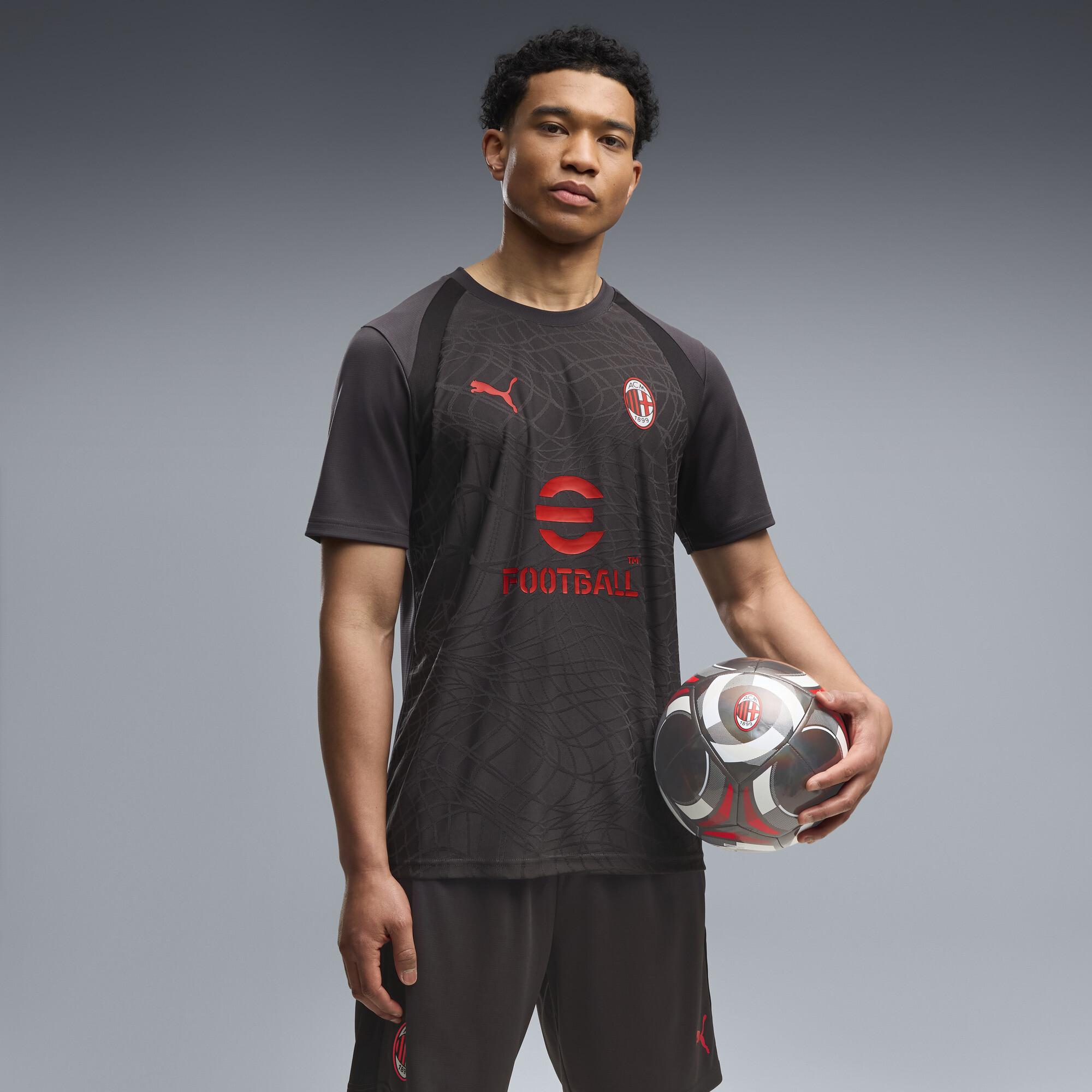 PUMA AC Milan Men's Slim Soccer Training Jersey in Grey, Size XXL