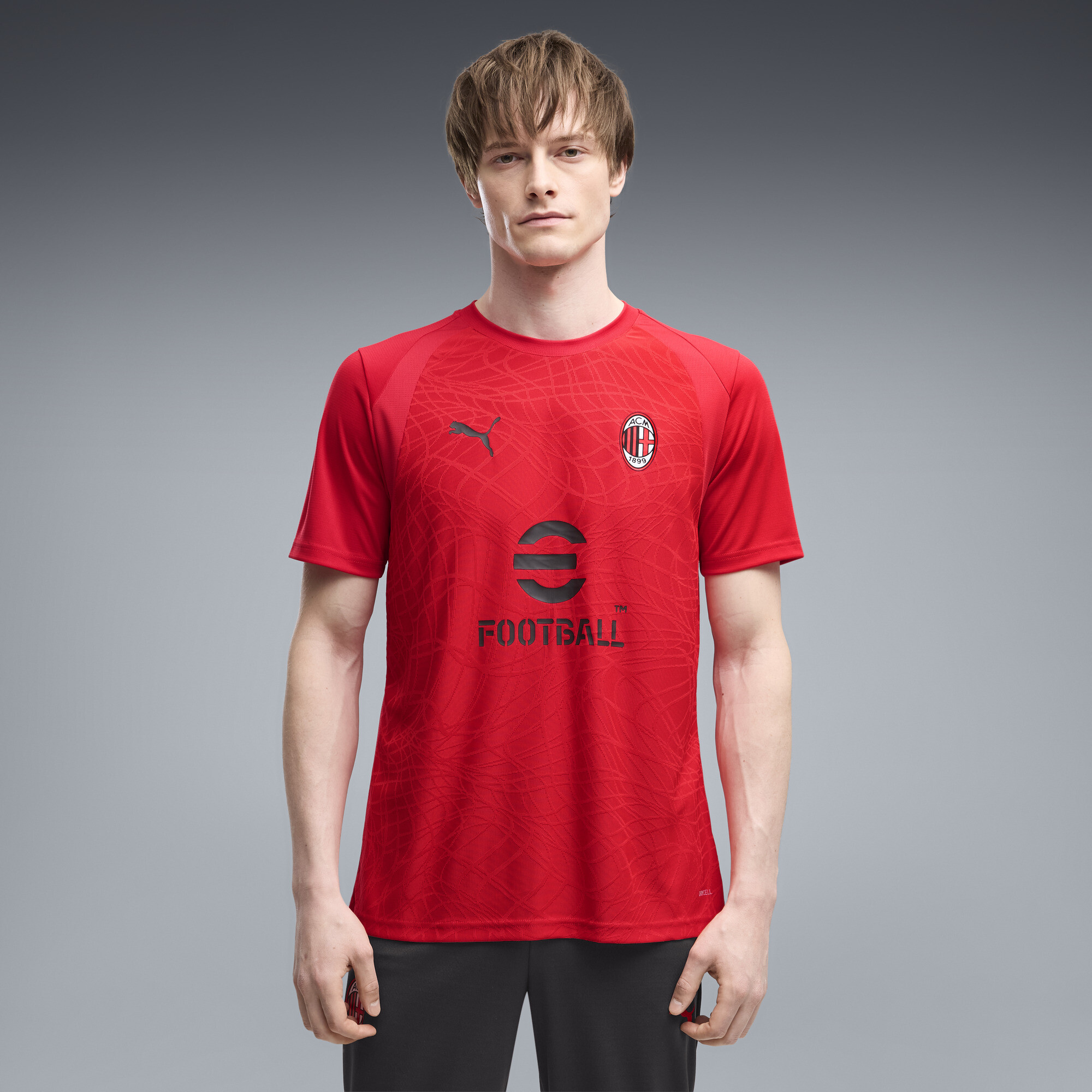 PUMA AC Milan Men's Slim Soccer Training Jersey in Red, Size L