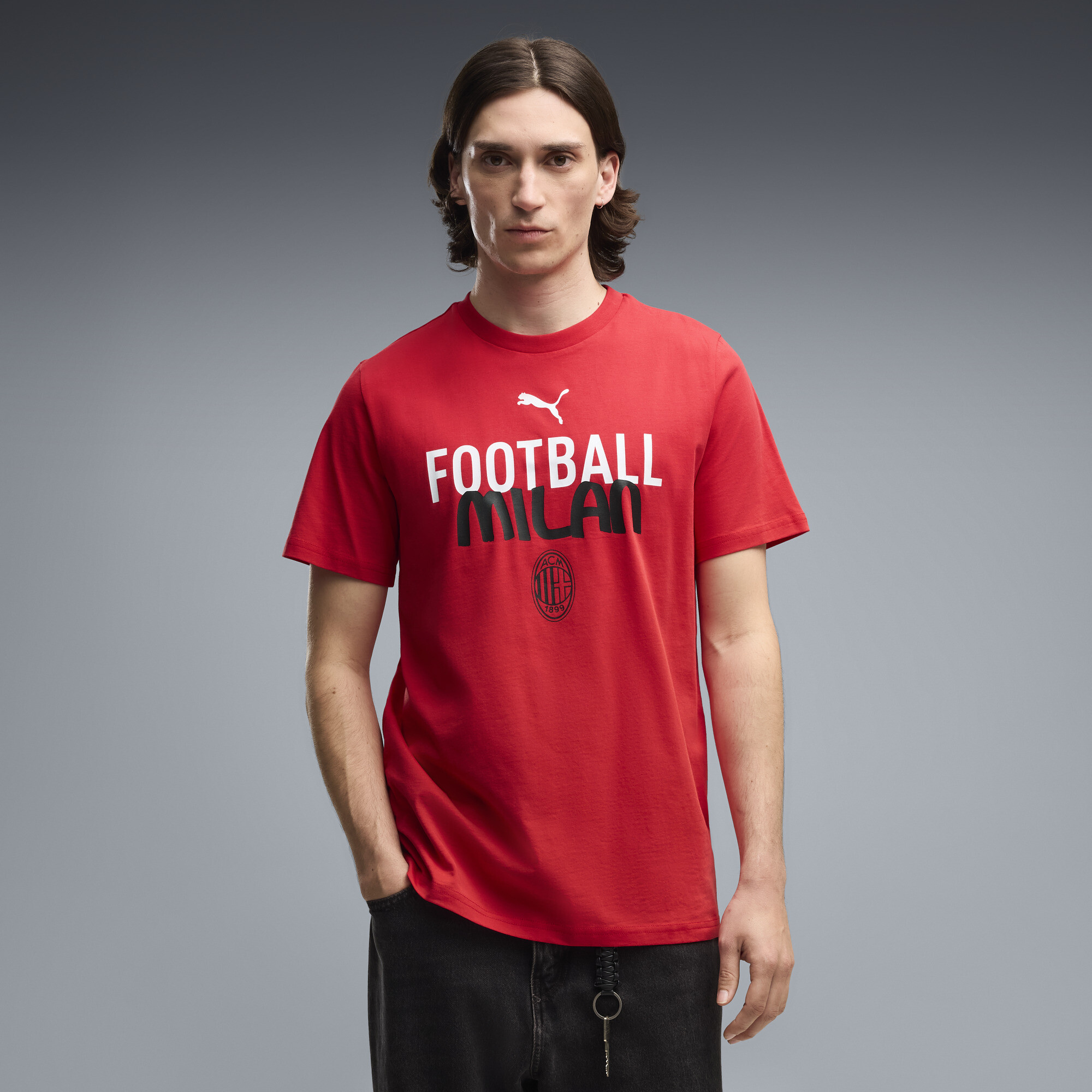 PUMA AC Milan ftblCulture Men's Soccer T-Shirt in Red, Size M