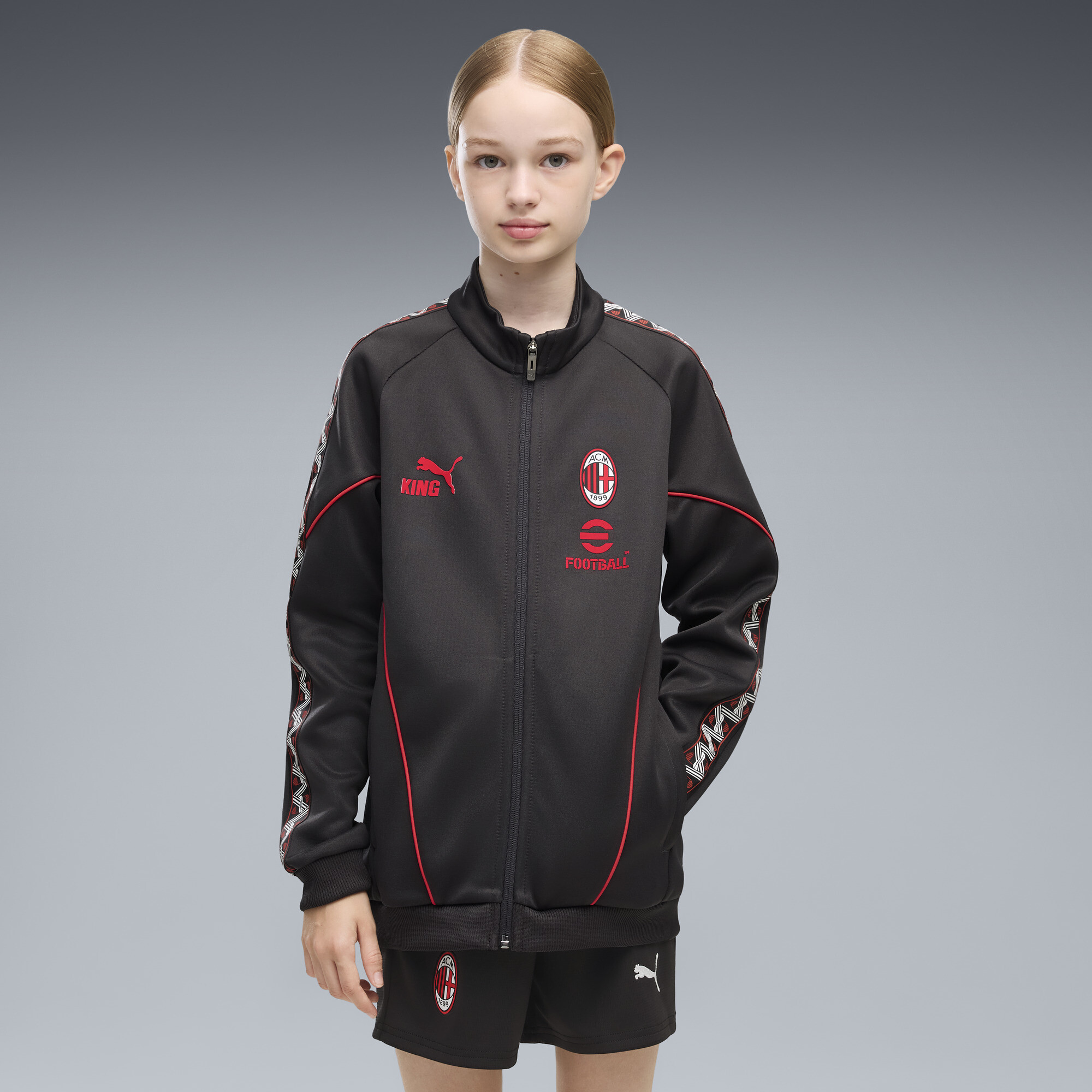PUMA AC Milan KING Anthem Slim Jacke Teenager, Kleidung, Grau, 13-14Y