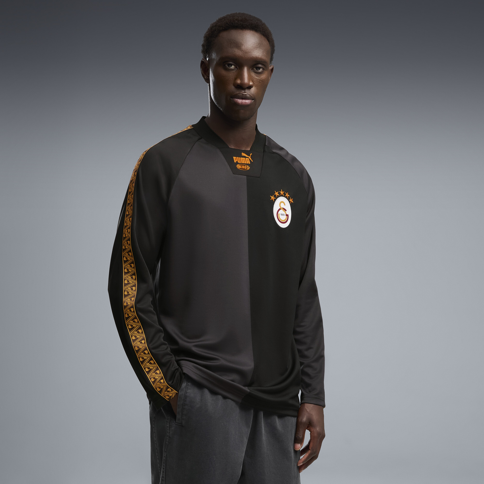 PUMA Galatasaray S.K. KING shirt met lange mouwen voor Heren, Zwart/Grijs, Maat L