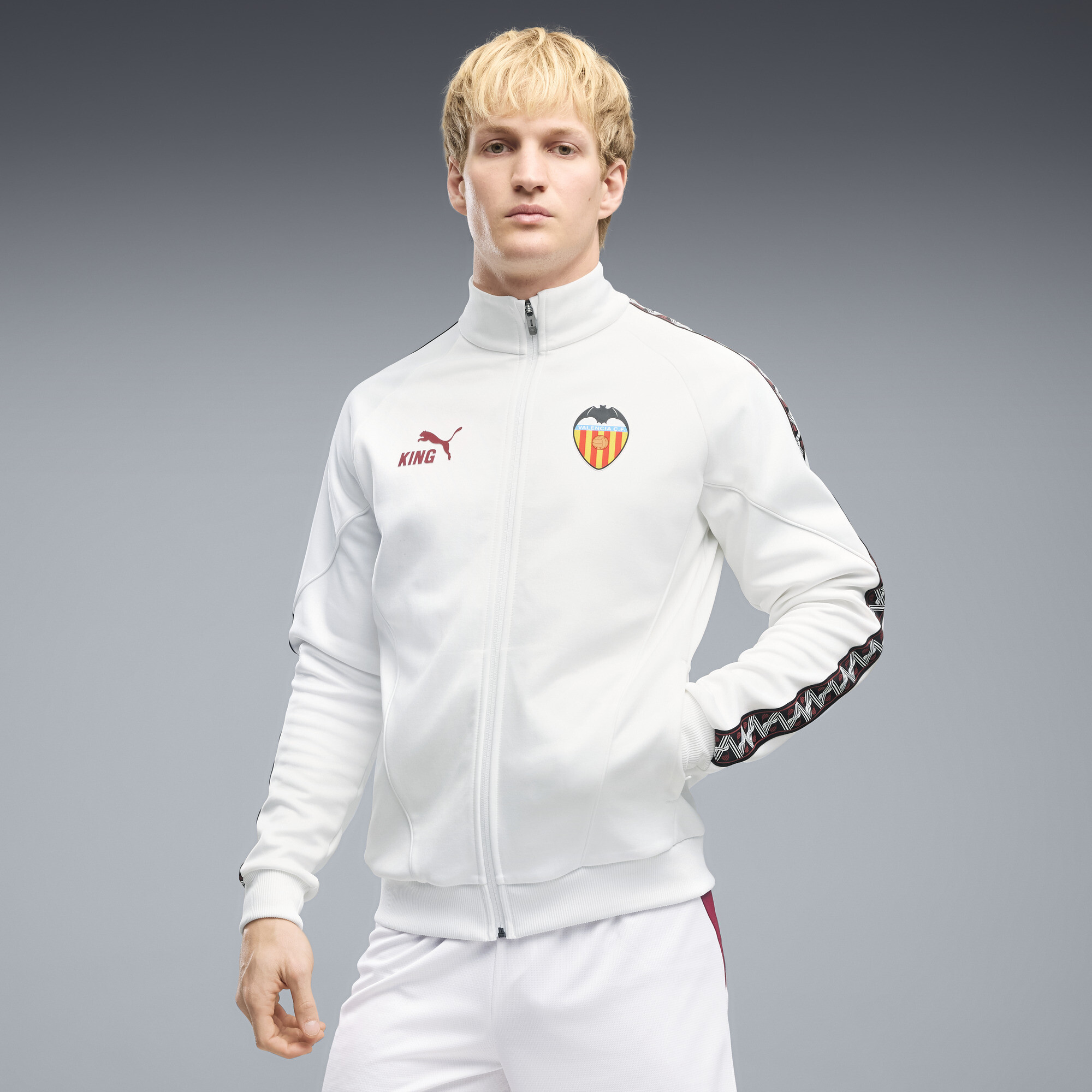 PUMA Valencia CF KING Anthem jack met volledige rits voor Heren, Wit, Maat S
