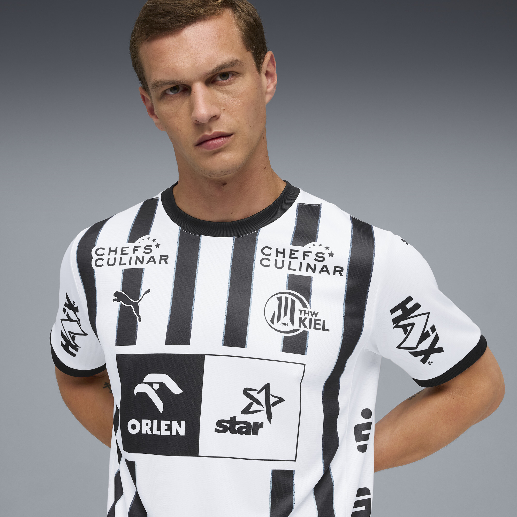 PUMA THW Kiel 25/26 thuisshirt voor Heren, Zwart/Wit, Maat XS thumbnail 2