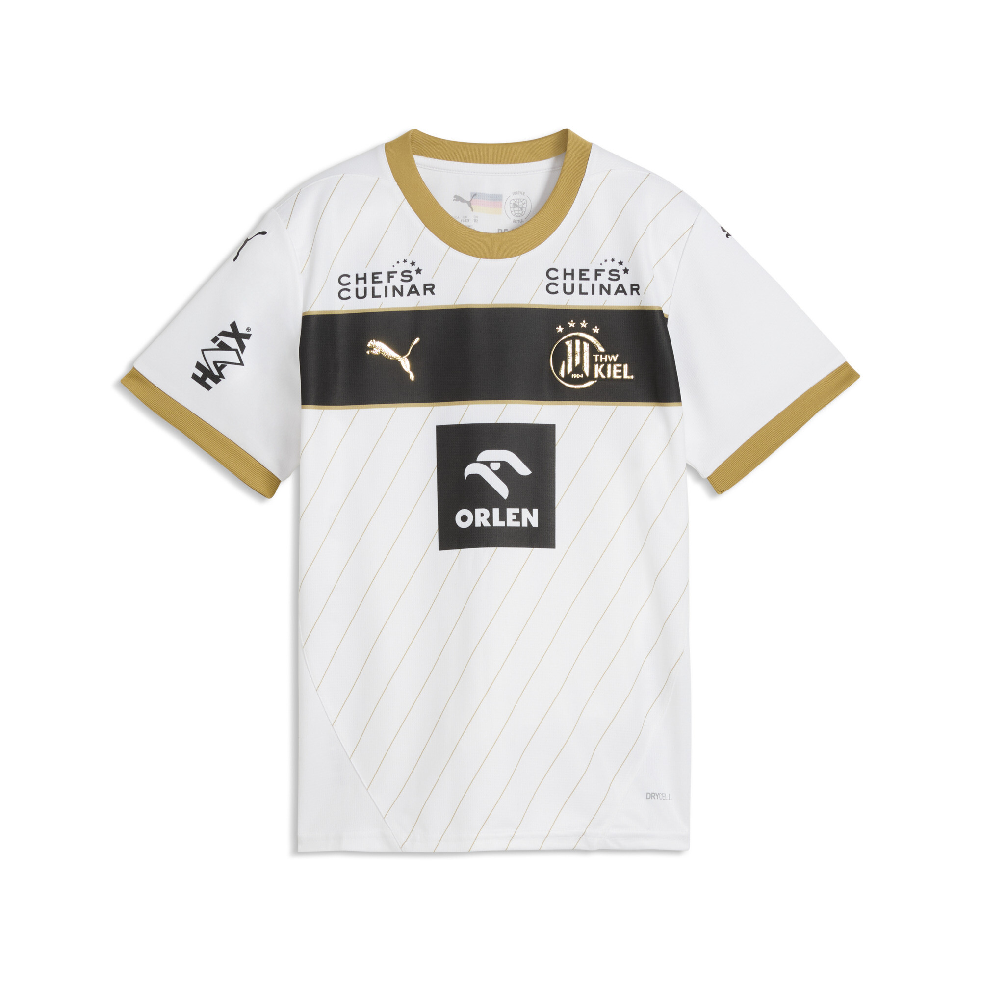 PUMA THW Kiel handbalshirt, Wit/Goud, Maat 15-16Y