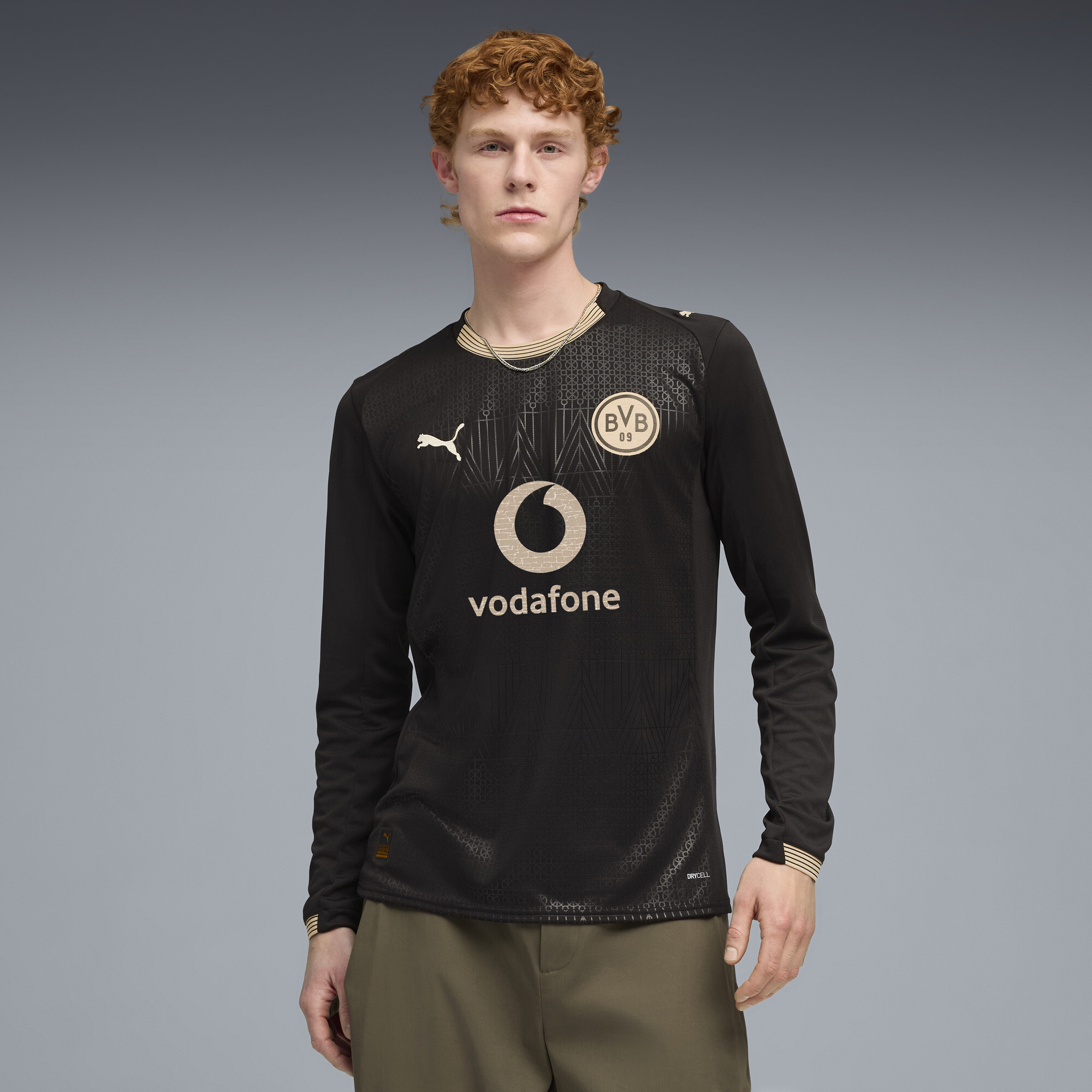 PUMA Borussia Dortmund Special Edition Men's Long Sleeve Soccer Jersey in Black, Size XXL
