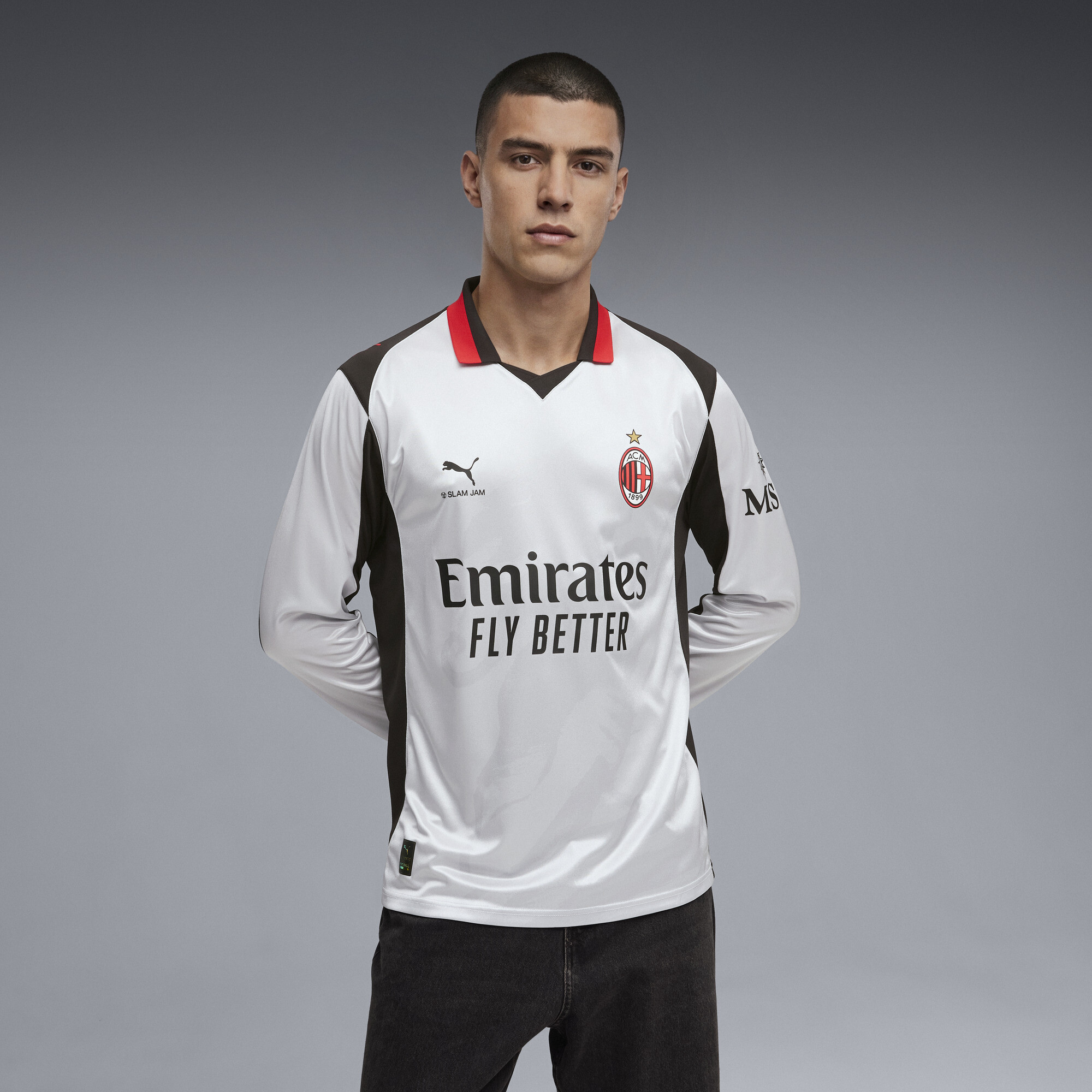 PUMA AC MILAN x SLAM JAM shirt met lange mouwen voor Heren, Zilver, Maat XS
