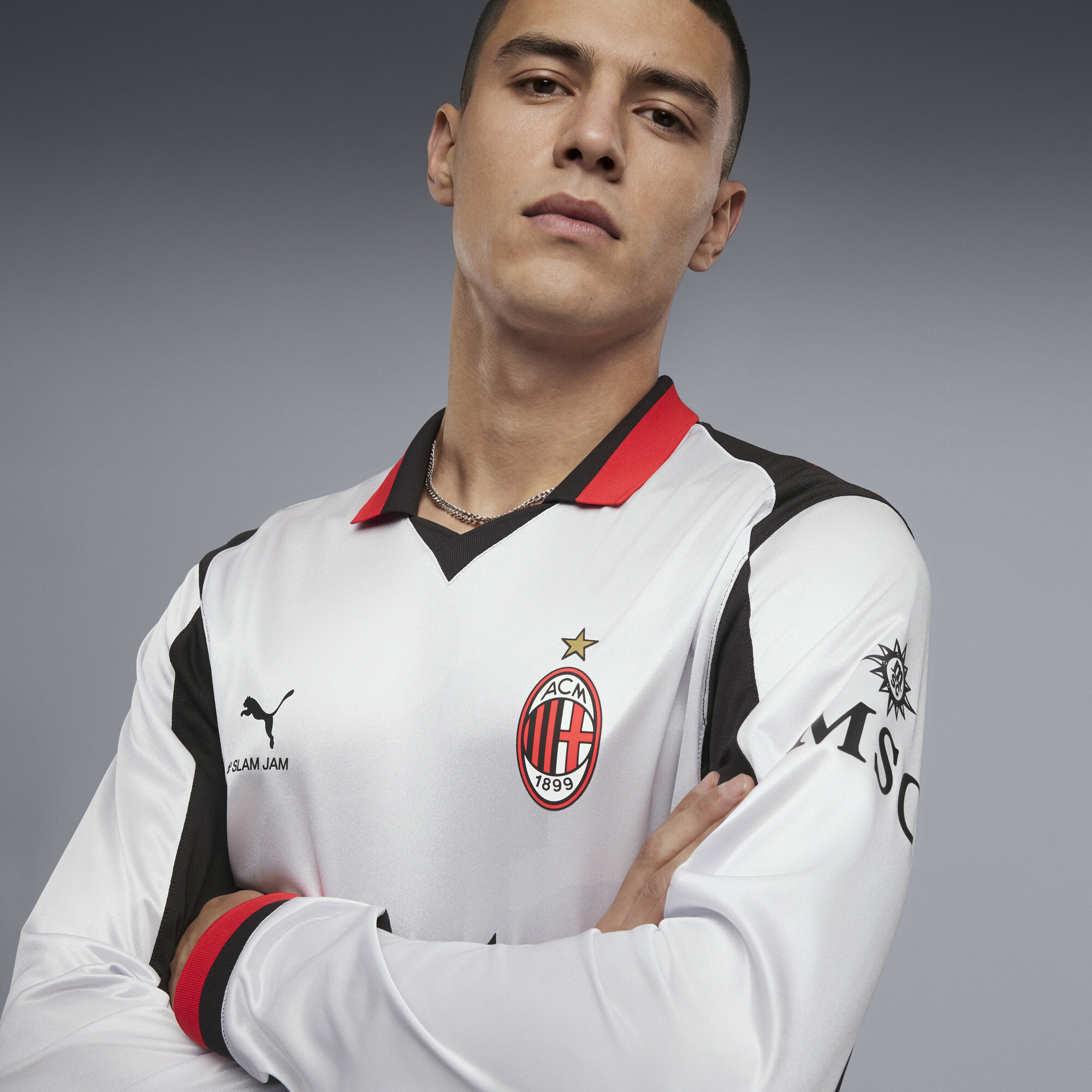 PUMA AC MILAN x SLAM JAM shirt met lange mouwen voor Heren, Zilver, Maat XS thumbnail 8