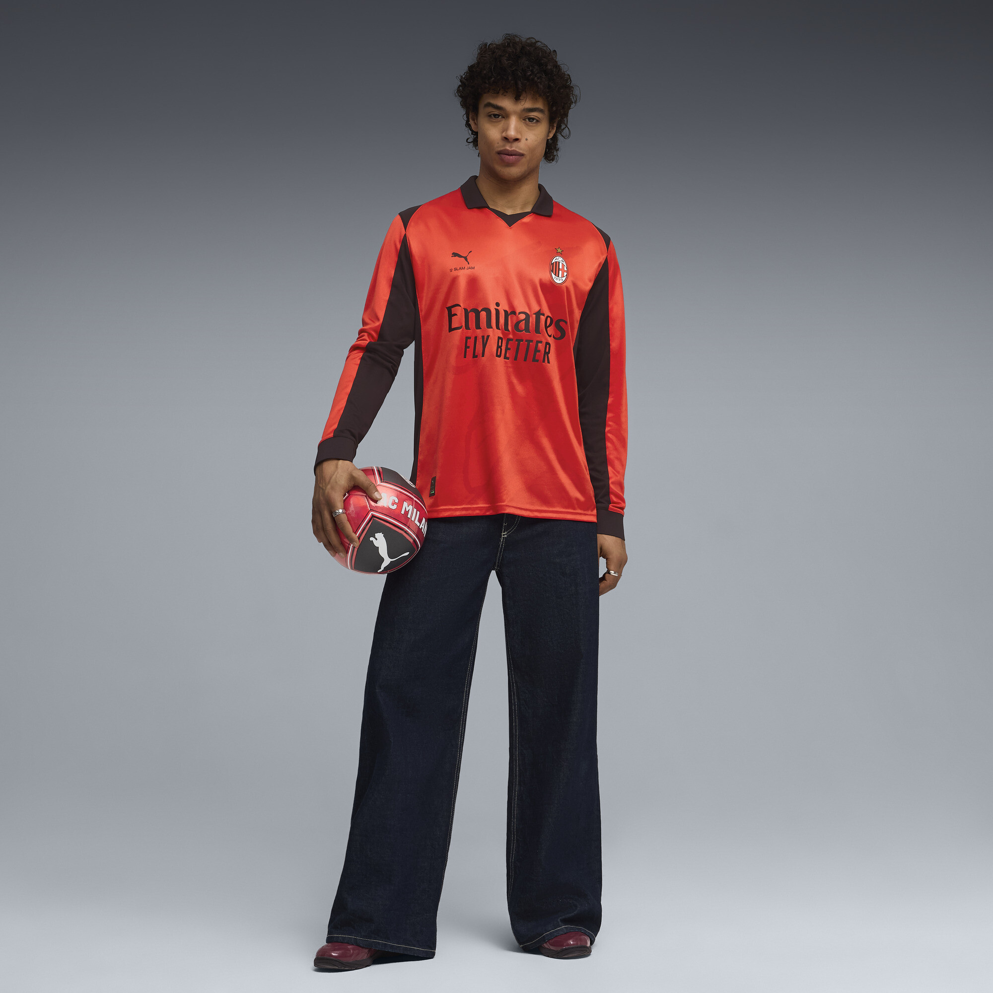 PUMA AC MILAN x SLAM JAM shirt met lange mouwen voor Heren, Rood, Maat M thumbnail 7