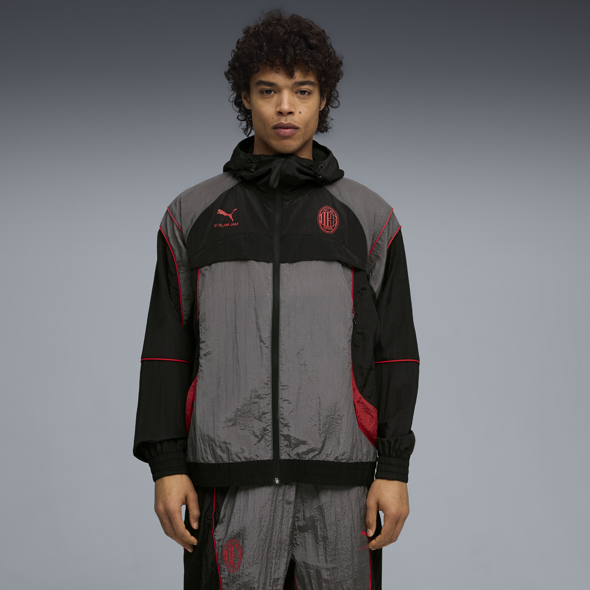 PUMA AC MILAN x SLAM JAM trainingsjack voor Heren, Zwart/Grijs, Maat L