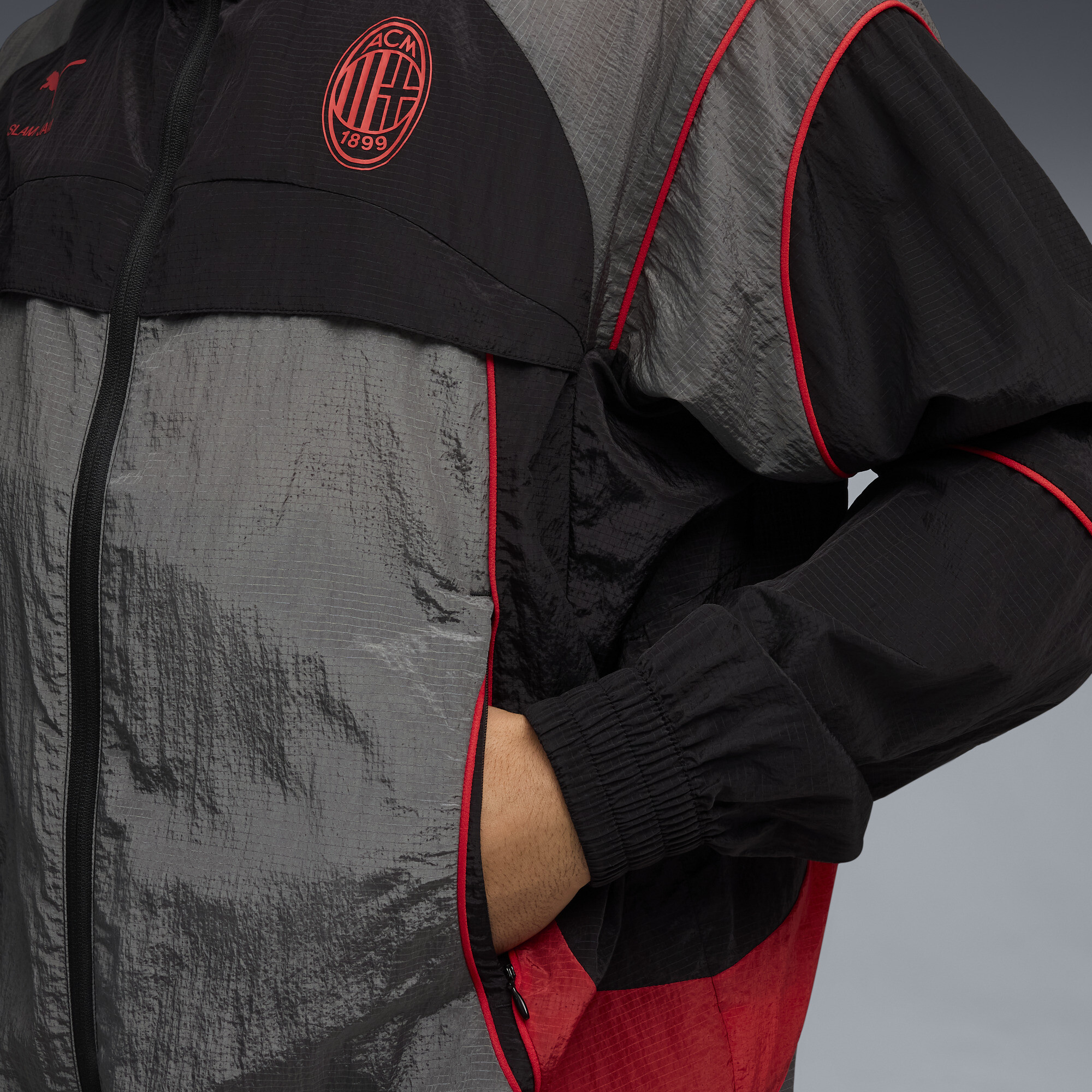 PUMA AC MILAN x SLAM JAM trainingsjack voor Heren, Zwart/Grijs, Maat L thumbnail 7