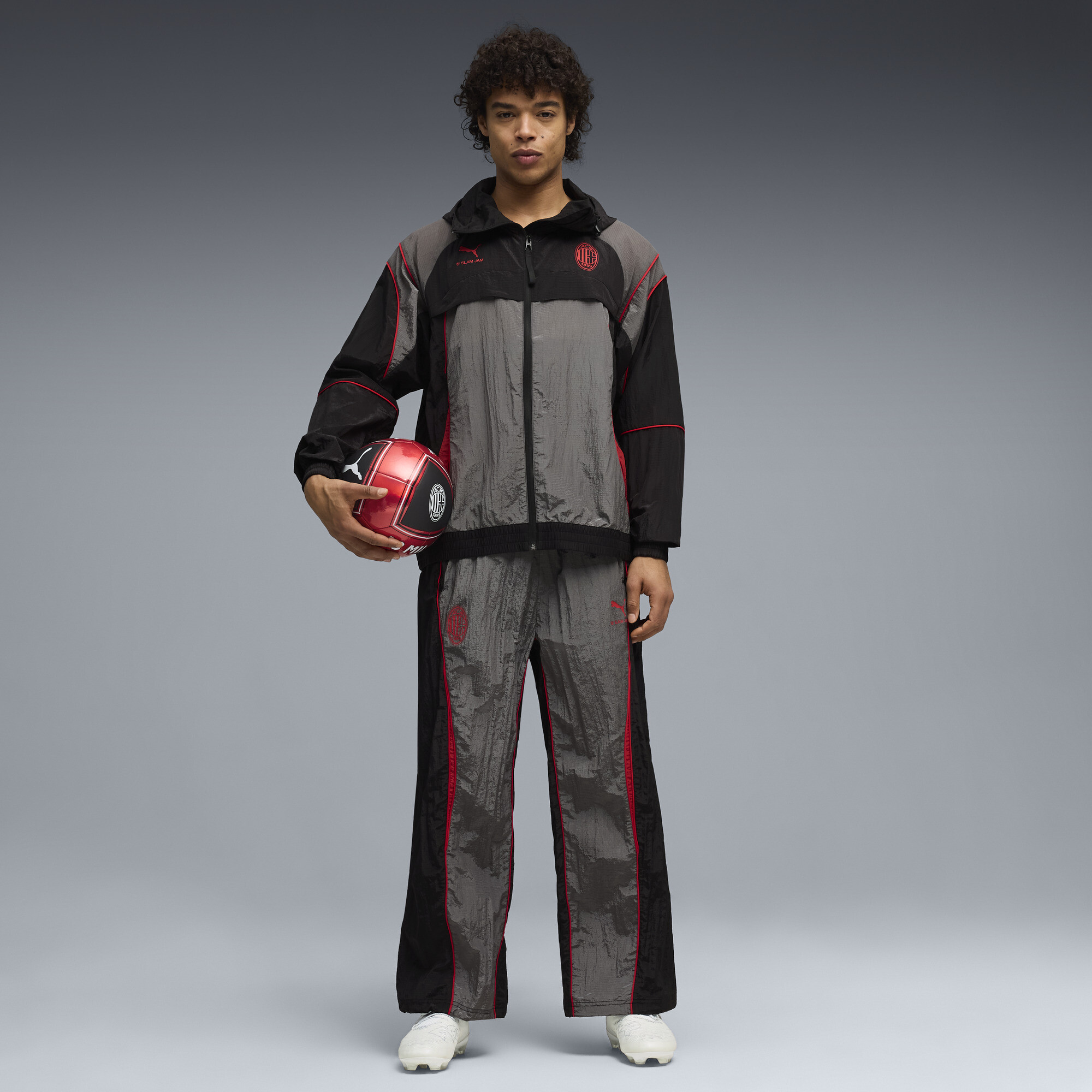 PUMA AC MILAN x SLAM JAM trainingsjack voor Heren, Zwart/Grijs, Maat L thumbnail 6