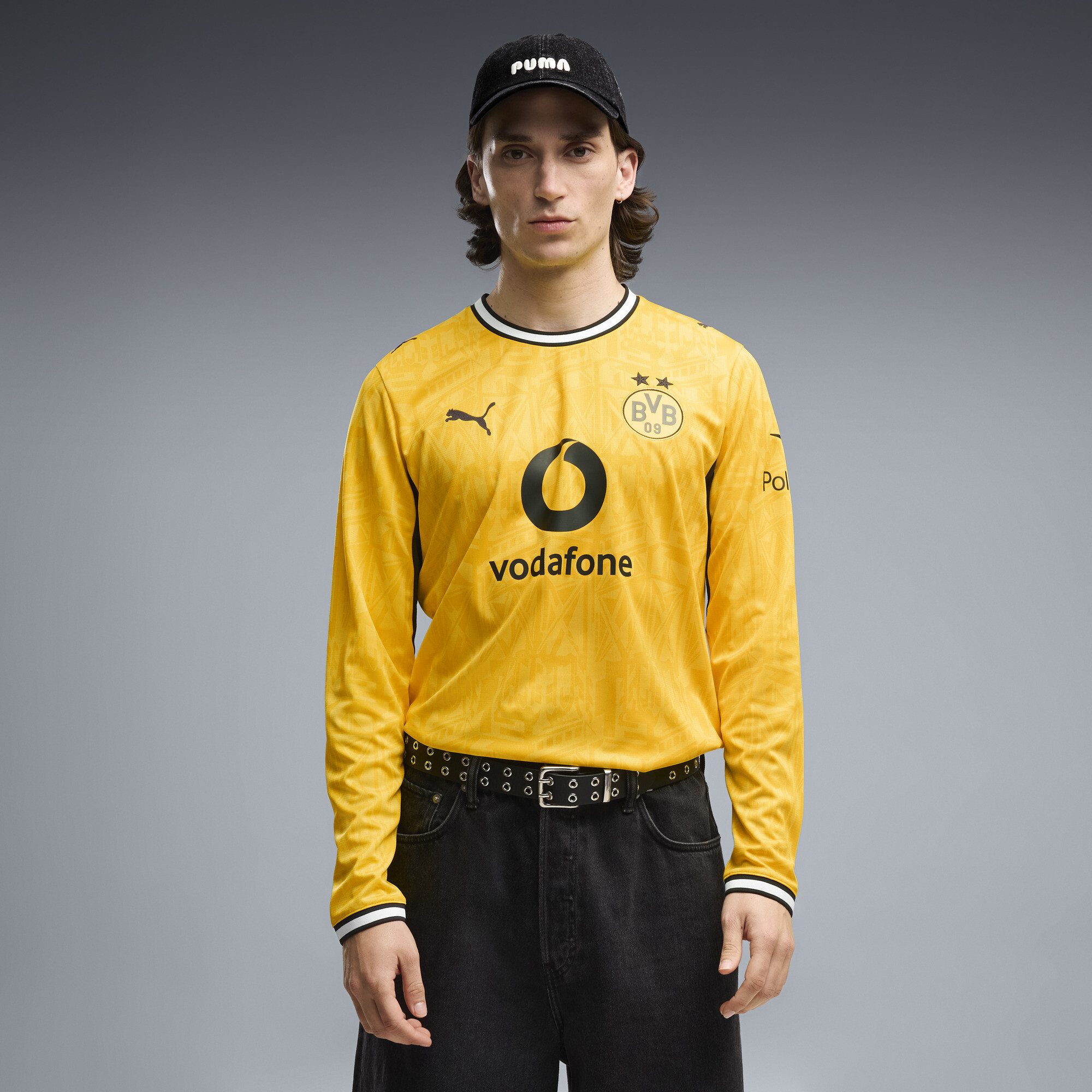 PUMA Borussia Dortmund Home Men's Long Sleeve Soccer Jersey in Yellow, Size M