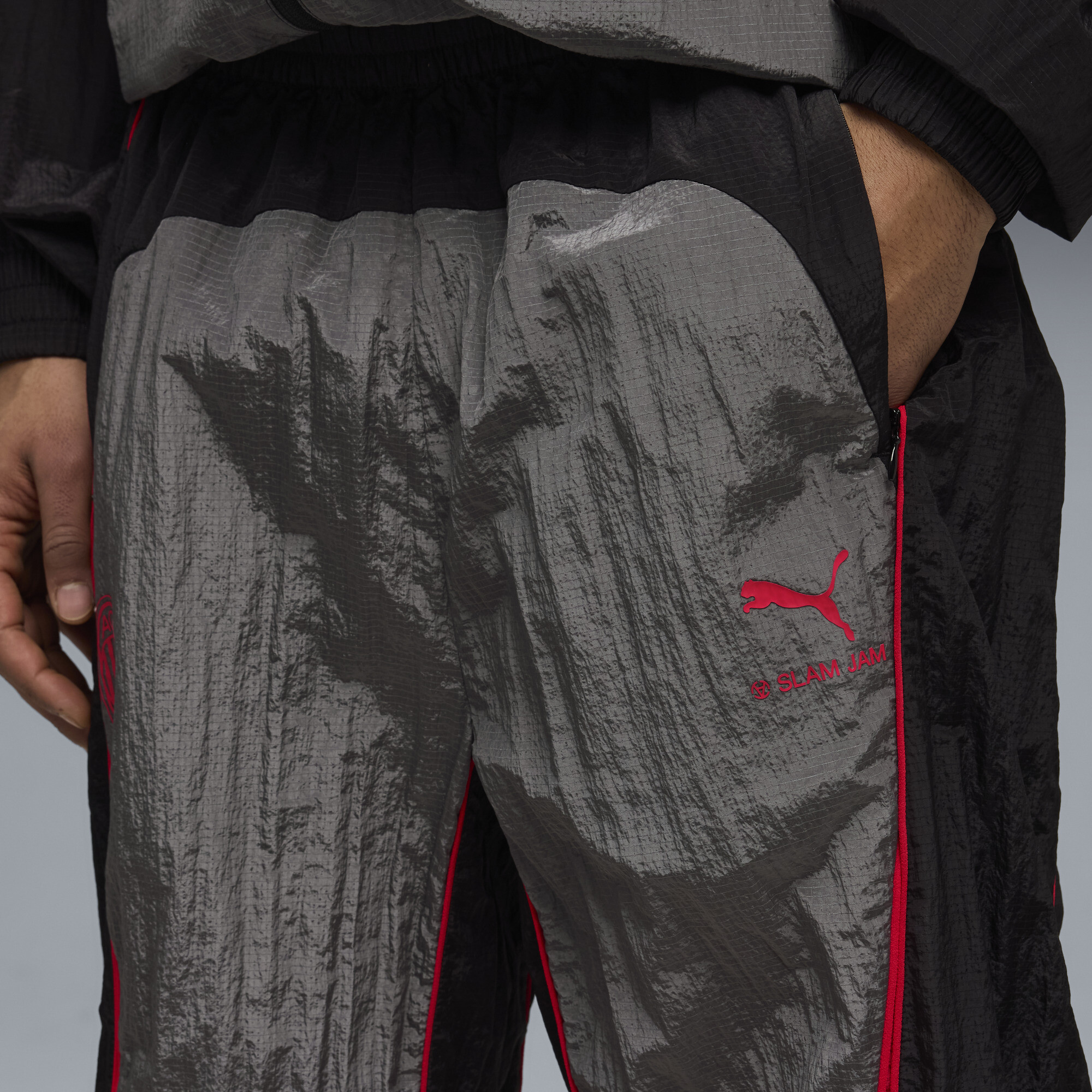 PUMA AC MILAN x SLAM JAM broek voor Heren, Zwart/Grijs, Maat XXL thumbnail 2