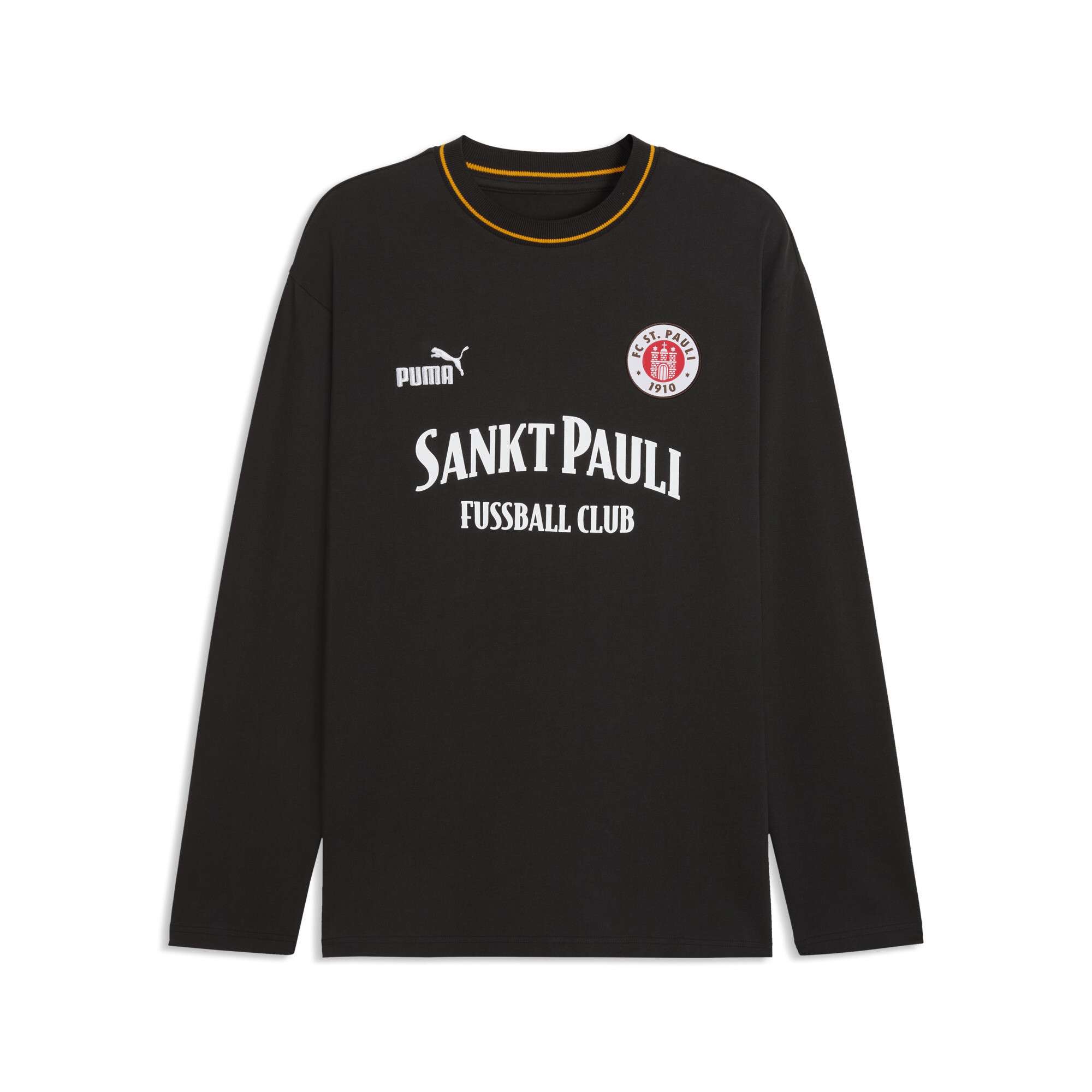 PUMA FC St. Pauli Retro T-shirt met lange mouwen voor Heren, Zwart/Wit, Maat XL thumbnail 3