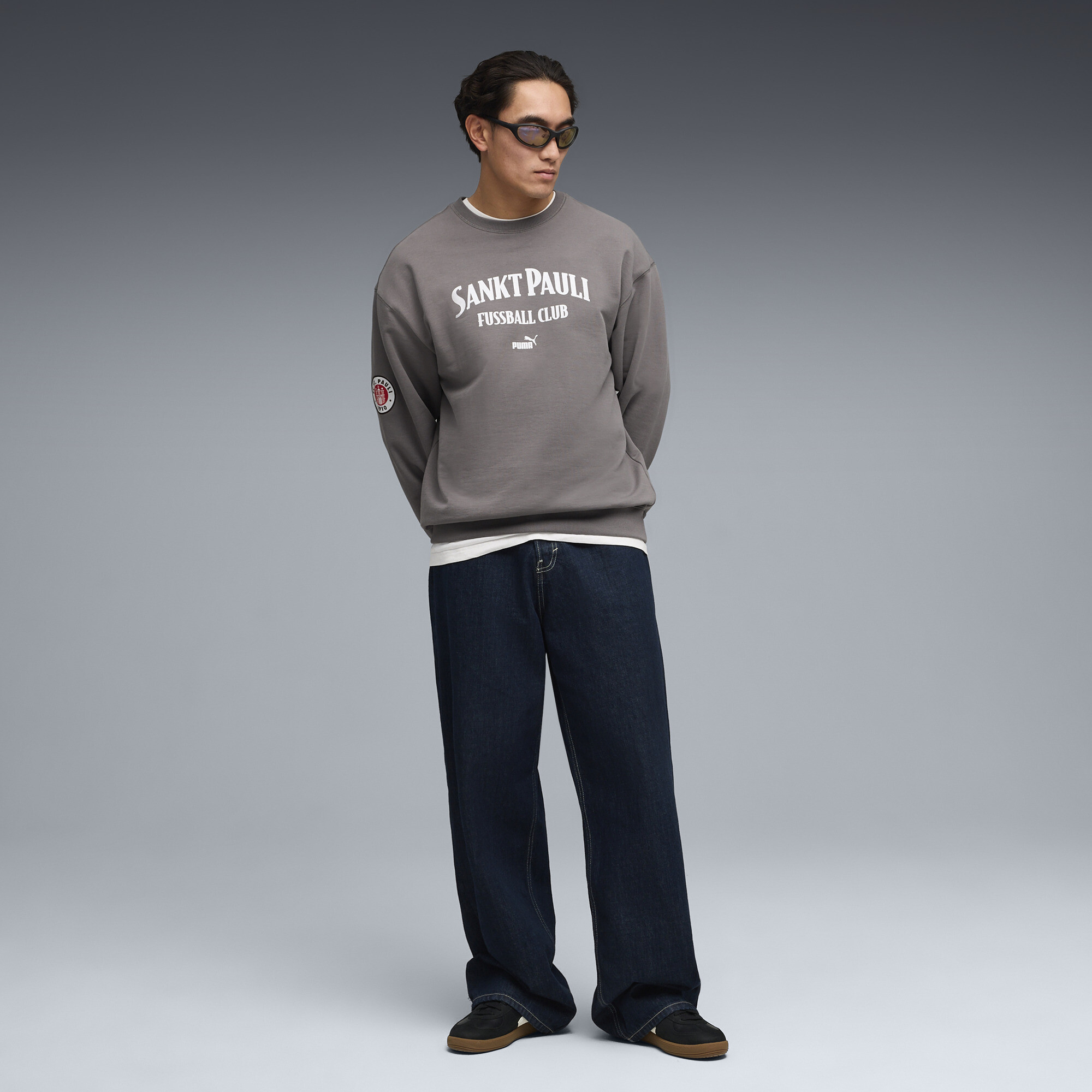 PUMA FC St. Pauli Retro Crew sweatshirt voor Heren, Grijs/Wit, Maat XXL thumbnail 6