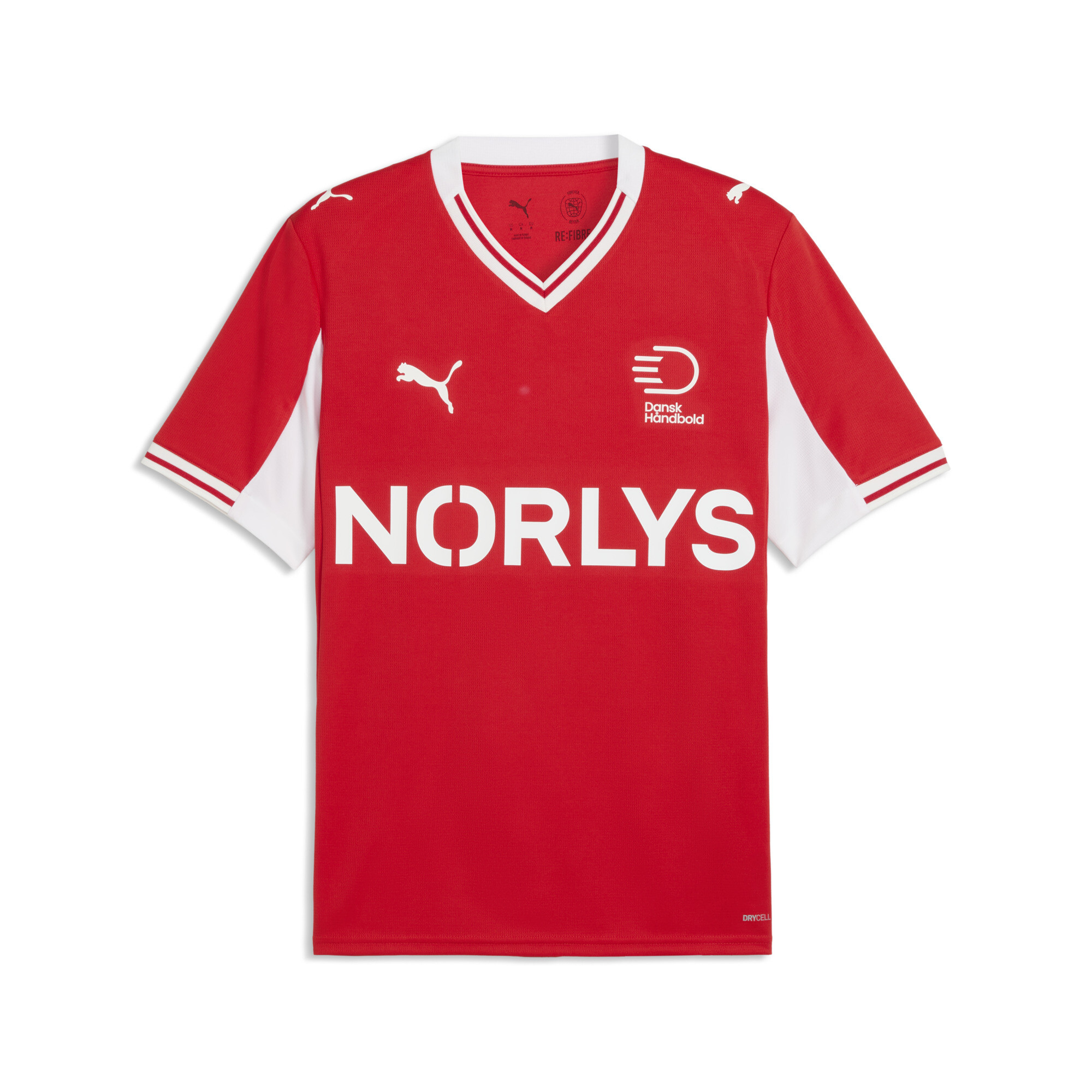 PUMA Deense handbalbond thuisshirt voor Heren, Rood/Wit, Maat XL