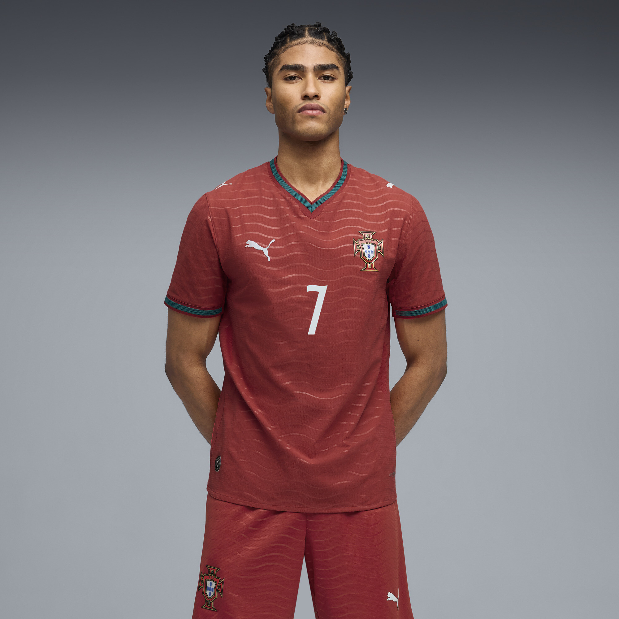 PUMA Portugal 2026 Authentic Player thuisshirt voor Heren, Groen/Rood, Maat M thumbnail 4