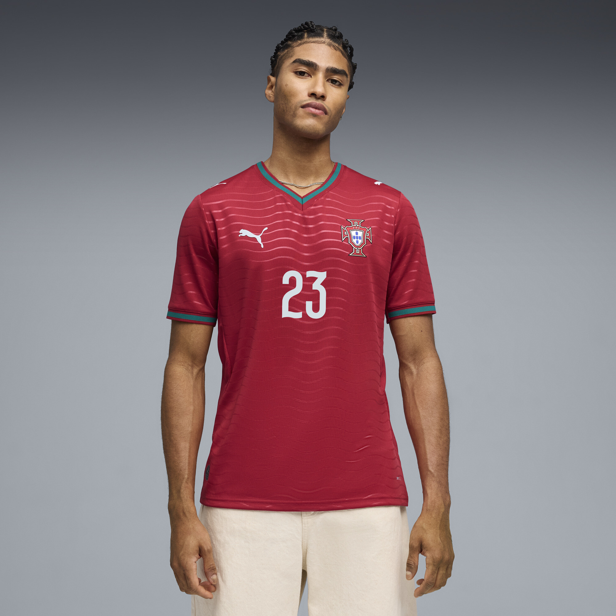 PUMA Portugal 2026 Player thuisshirt voor Heren, Groen/Rood, Maat XL thumbnail 6