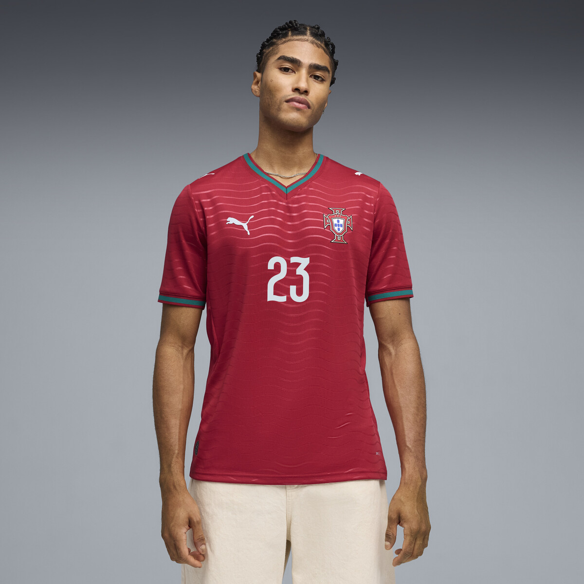 Portugal 2026 Home Player Jersey Men in Club Red/Green Lagoon V by PUMA, XS