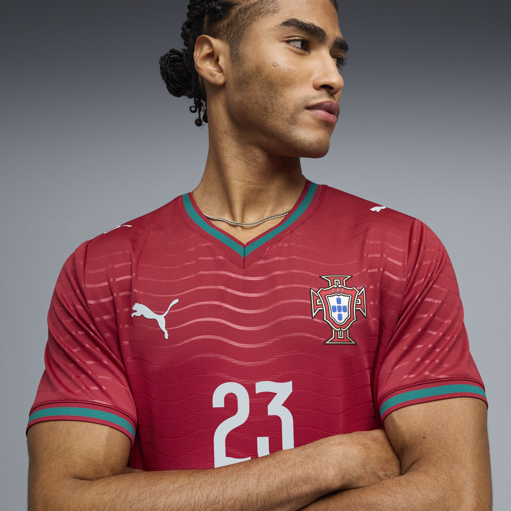 PUMA Portugal 2026 Player thuisshirt voor Heren, Groen/Rood, Maat XL thumbnail 4
