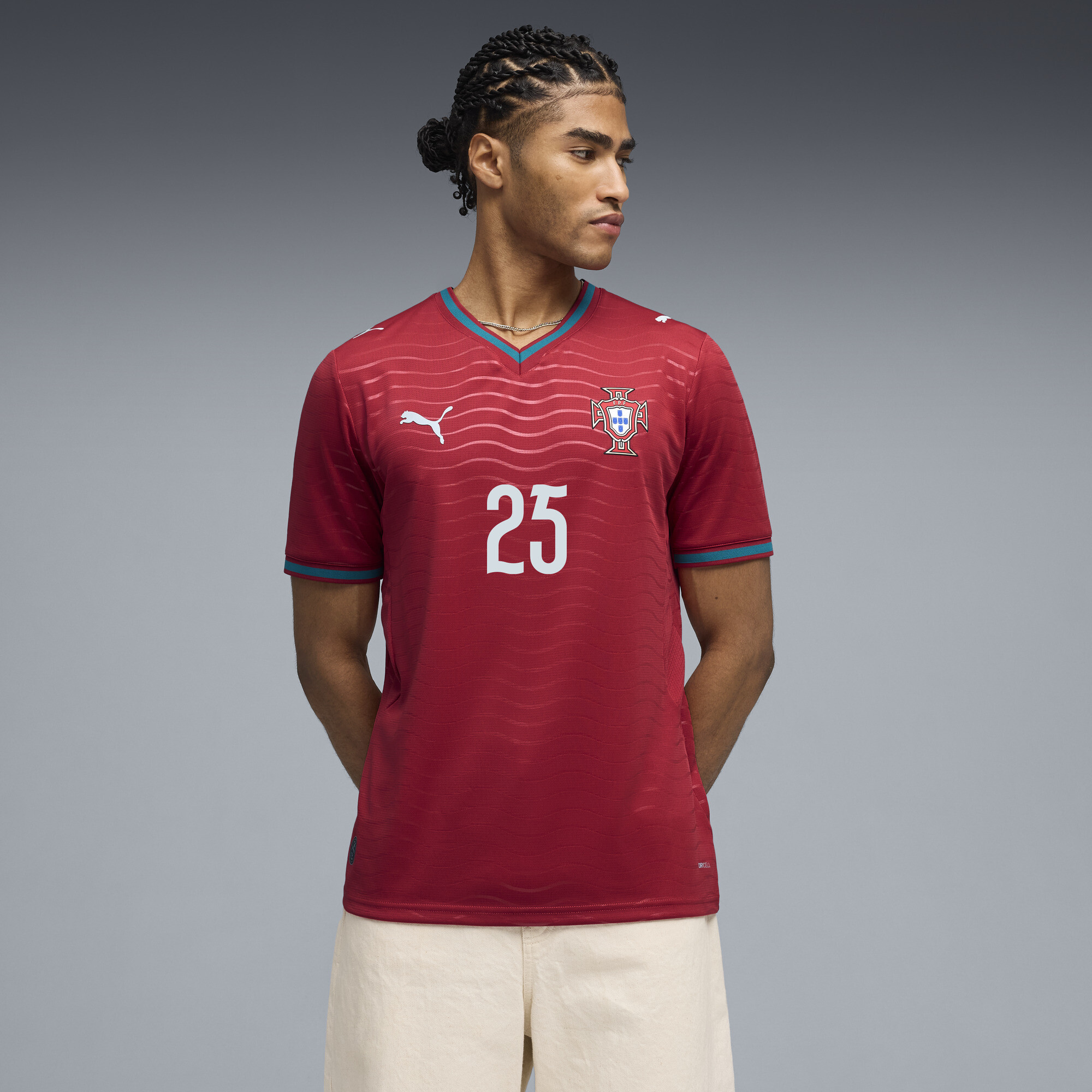 PUMA Portugal 2026 Player thuisshirt voor Heren, Groen/Rood, Maat L thumbnail 6
