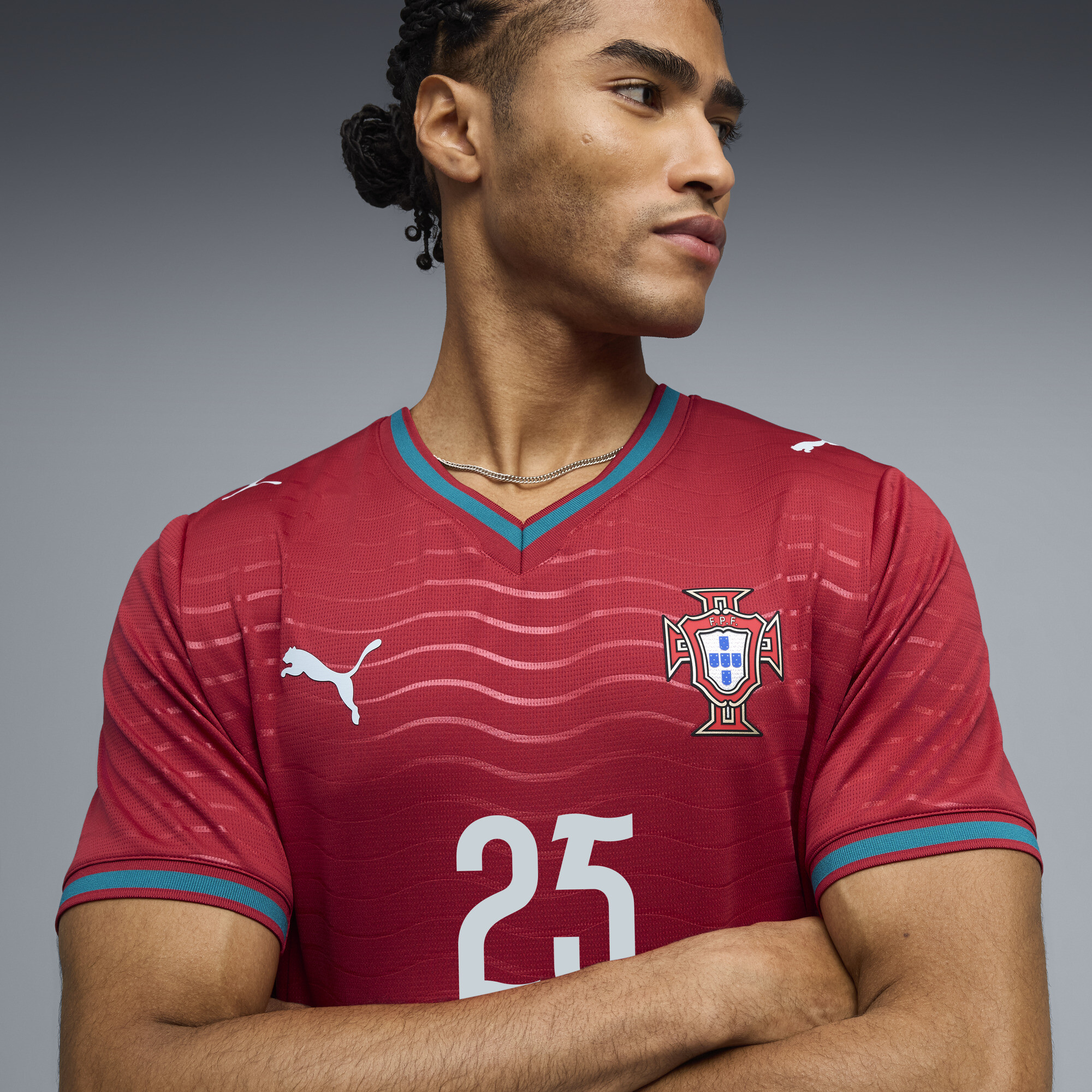 PUMA Portugal 2026 Player thuisshirt voor Heren, Groen/Rood, Maat L thumbnail 4
