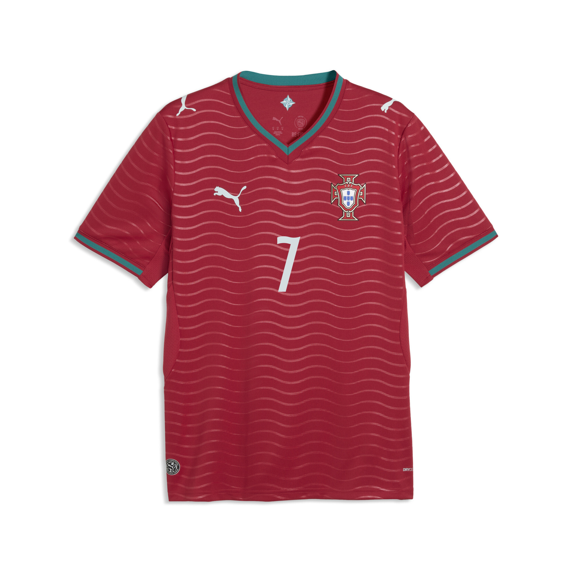 PUMA Portugal 2026 Player thuisshirt voor Heren, Groen/Rood, Maat XS