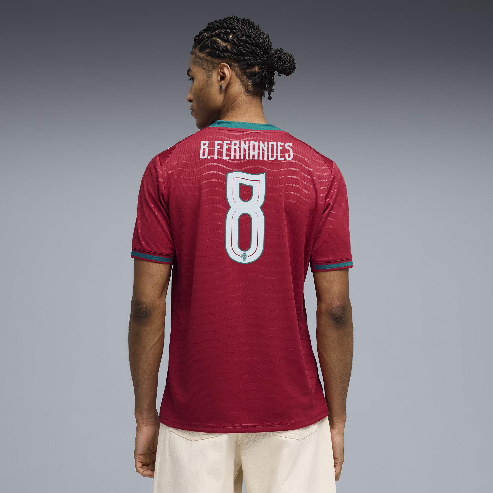 PUMA Portugal 2026 Player thuisshirt voor Heren, Groen/Rood, Maat XS thumbnail 5