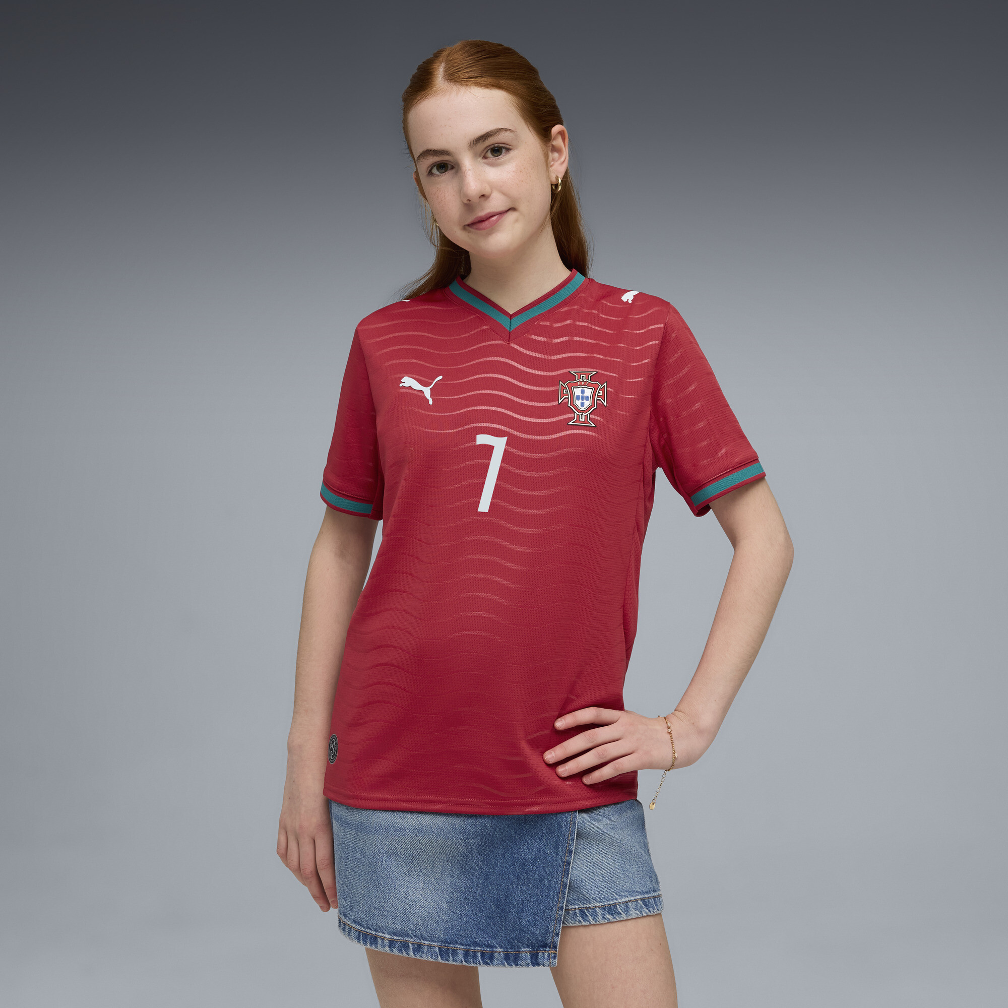 PUMA Portugal 2026 Player thuisshirt, Groen/Rood, Maat 5-6Y thumbnail 6